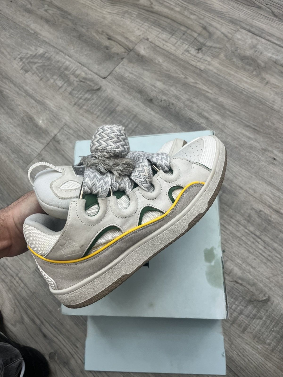 Lanvin Lanvin Curb Sneaker White Green Yellow Size US 10 / EU 43 - 4 Thumbnail