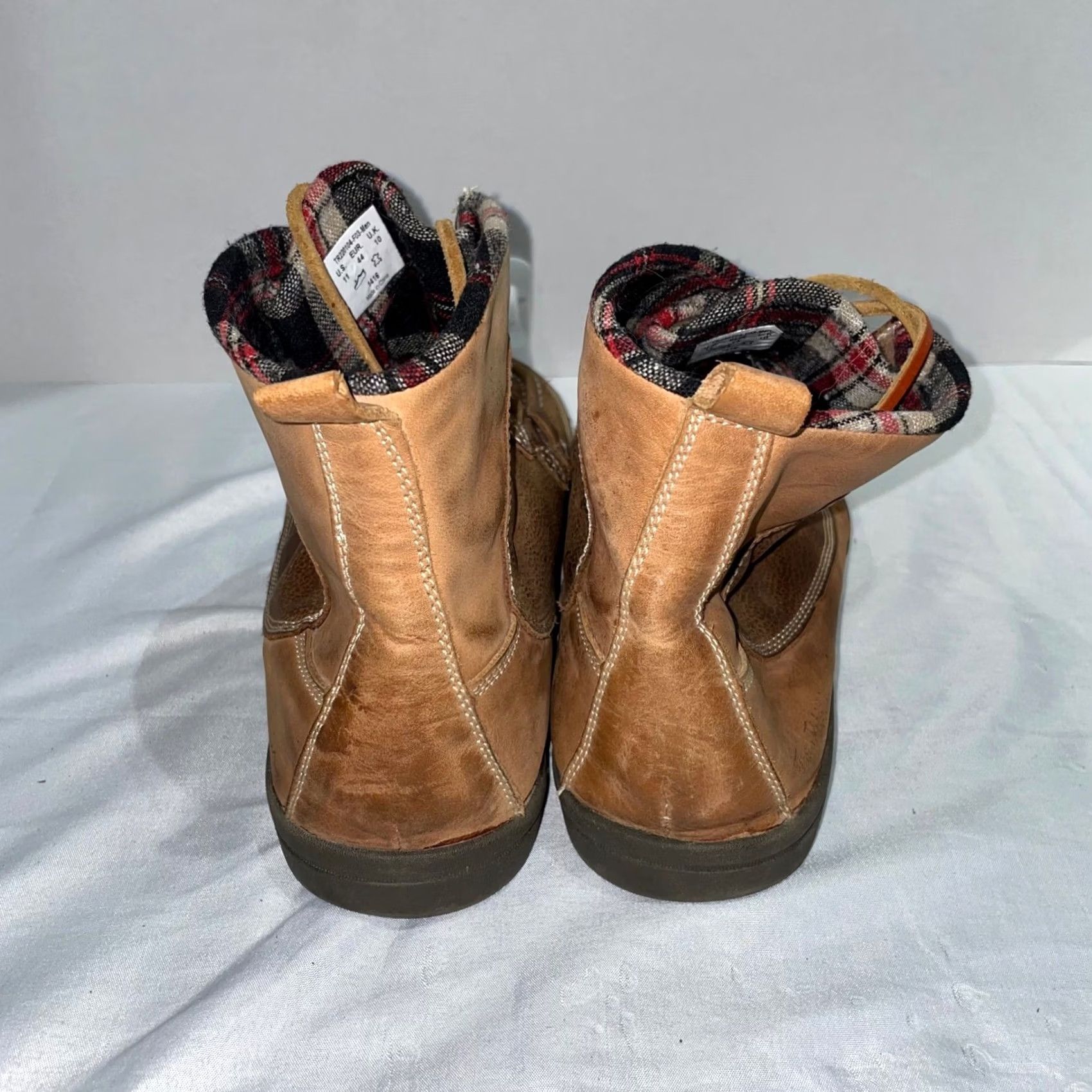 True Religion Mens Leather Moc Toe Boots Brown Plaid Lined‎ TR220104-F03 Size 11 True Religion Mens Brown Leather Moc Toe Boots Lined Plaid  main image 4
