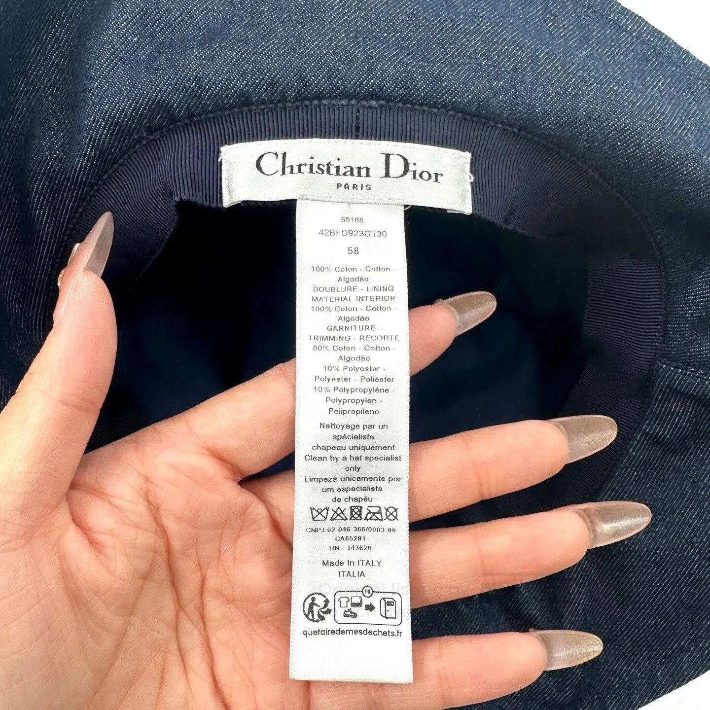Dior Dior Embroidered Logo Navy Fisherman Hat. Size ONE SIZE - 5 Thumbnail