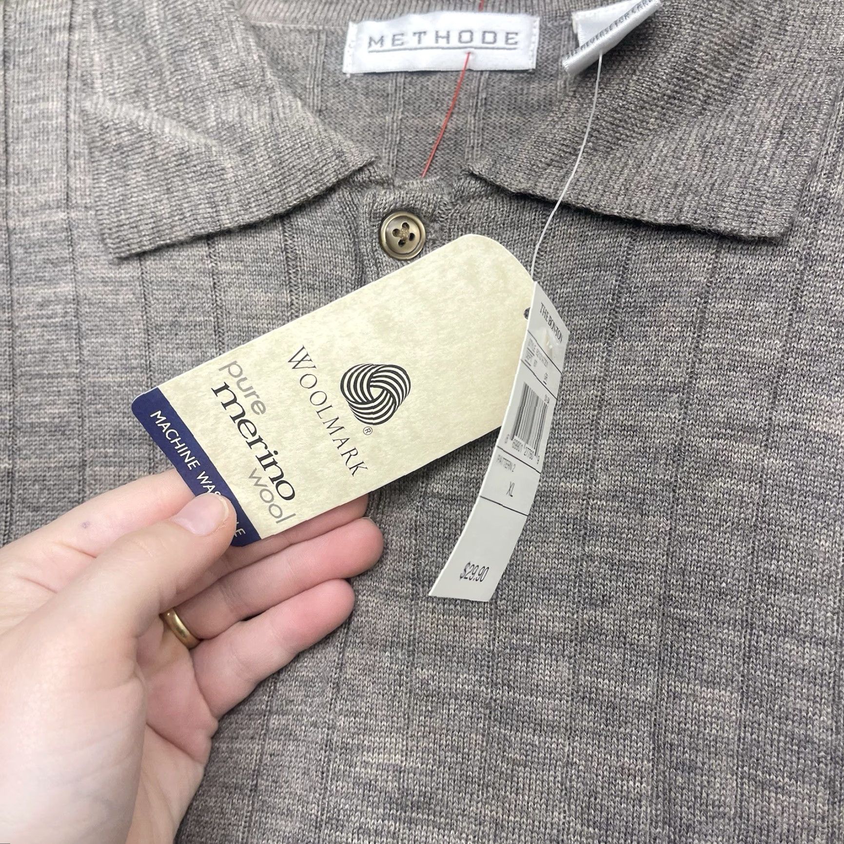 Vintage VINTAGE Methode Merino Wool Sweater Mens XL Grey Lightweight Collared NWT Pullover Size US XL / EU 56 / 4 - 5 Thumbnail