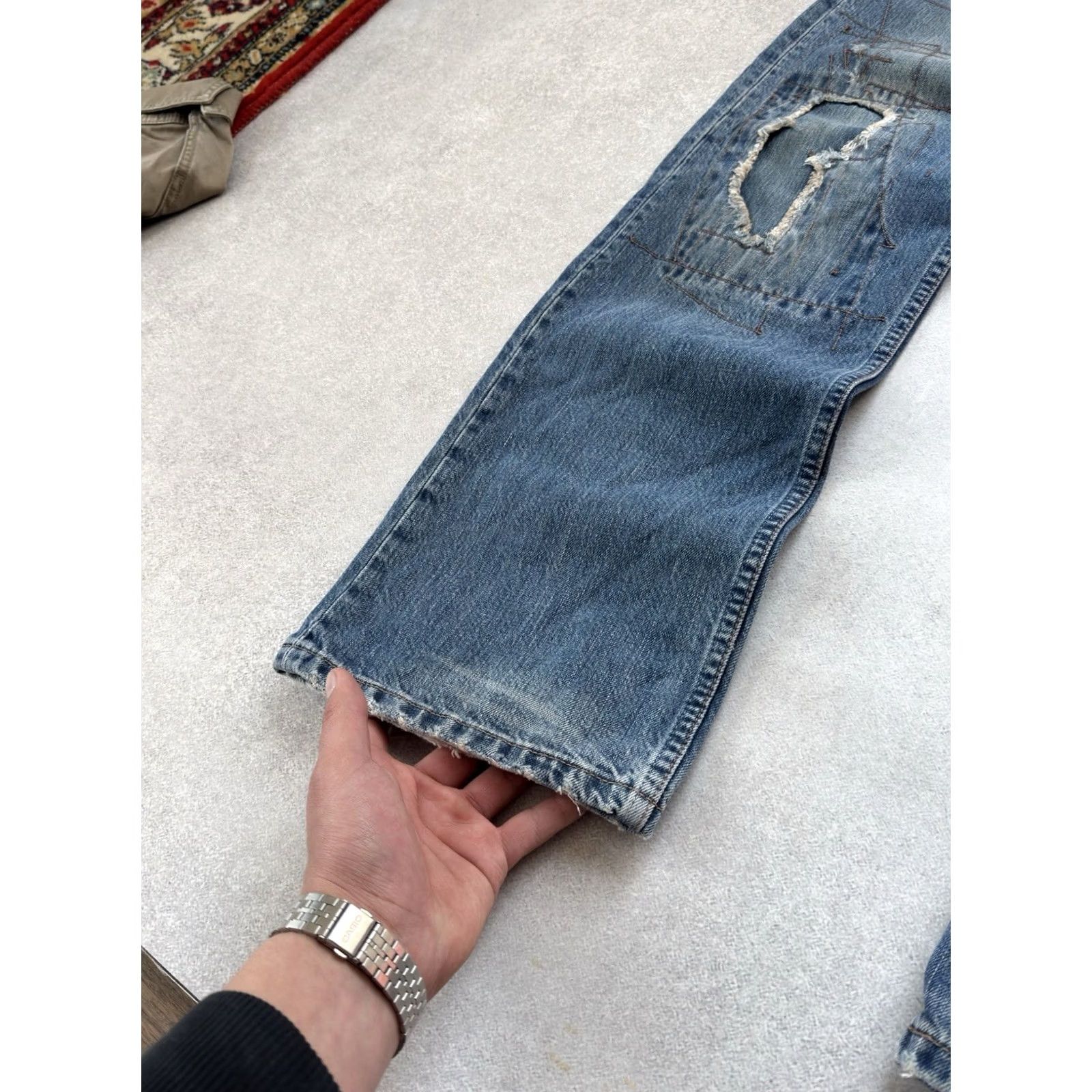 Levi's VINTAGE Levi's 501 Jeans Distressed Straight Men S 30 Blue Cotton 90s Streetwear Logo USA London Hip Hop City Luxury Casual Jeans Men Size US 29 - 7 Thumbnail