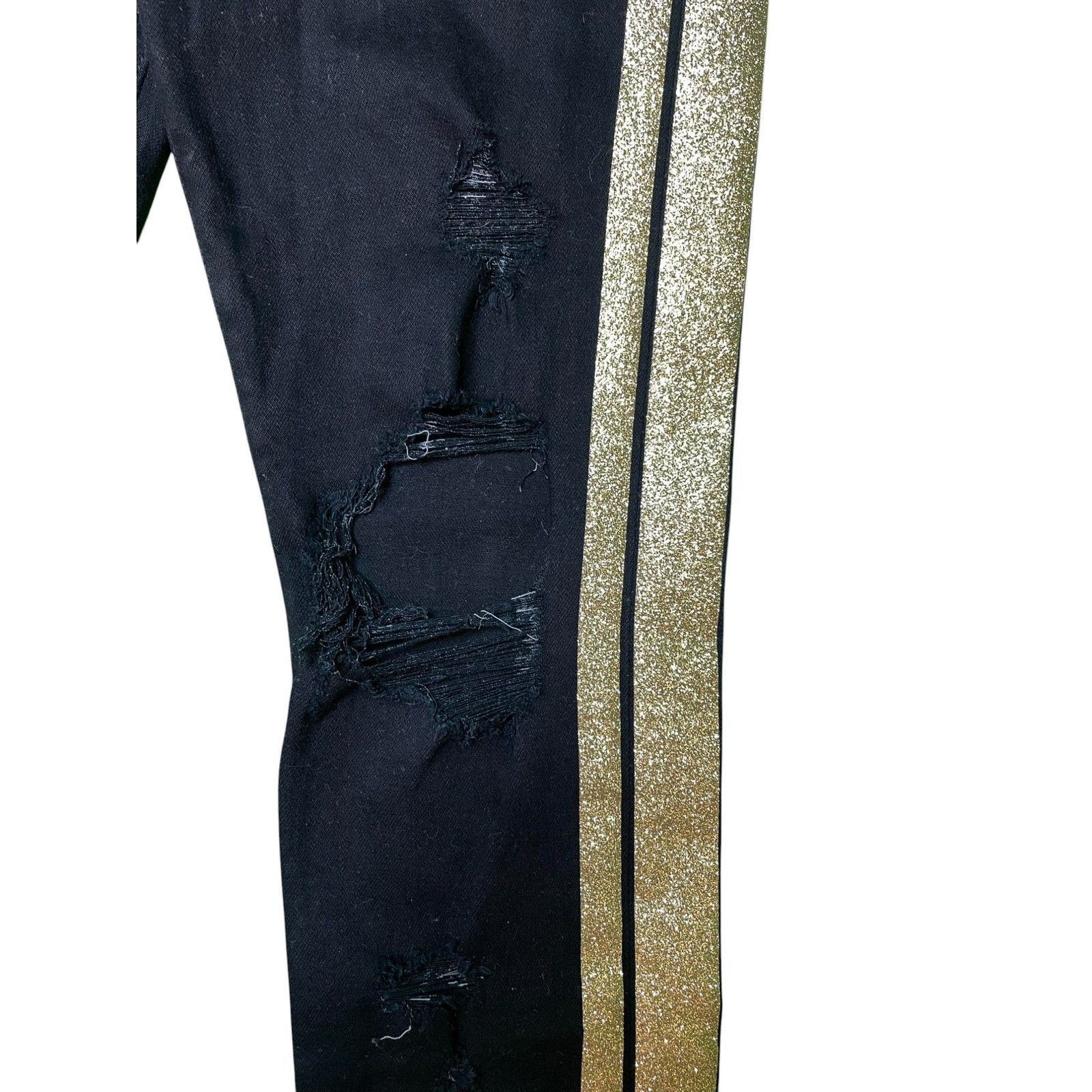 Amiri Amiri Thrasher Gold Stripe Black Jeans Size US 30 / EU 46 - 6 Thumbnail