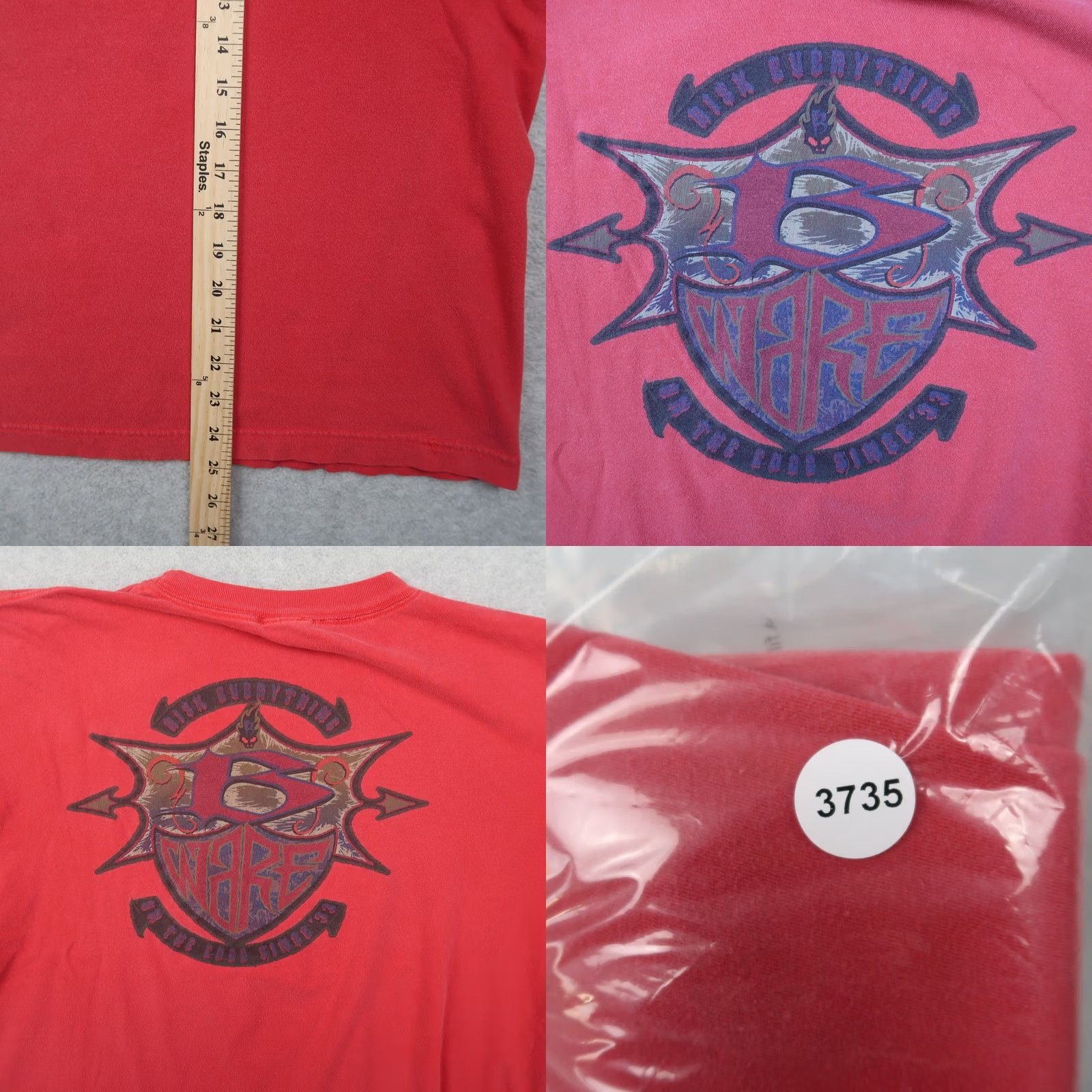 Vintage Vintage B Ware Risk Everything Red Graphic Tee 2XL XXL USA Made T-Shirt Men Short Sleeve Crew Neck Cotton Vintage 90s Fans Mens Size US XXL / EU 58 / 5 - 8 Thumbnail