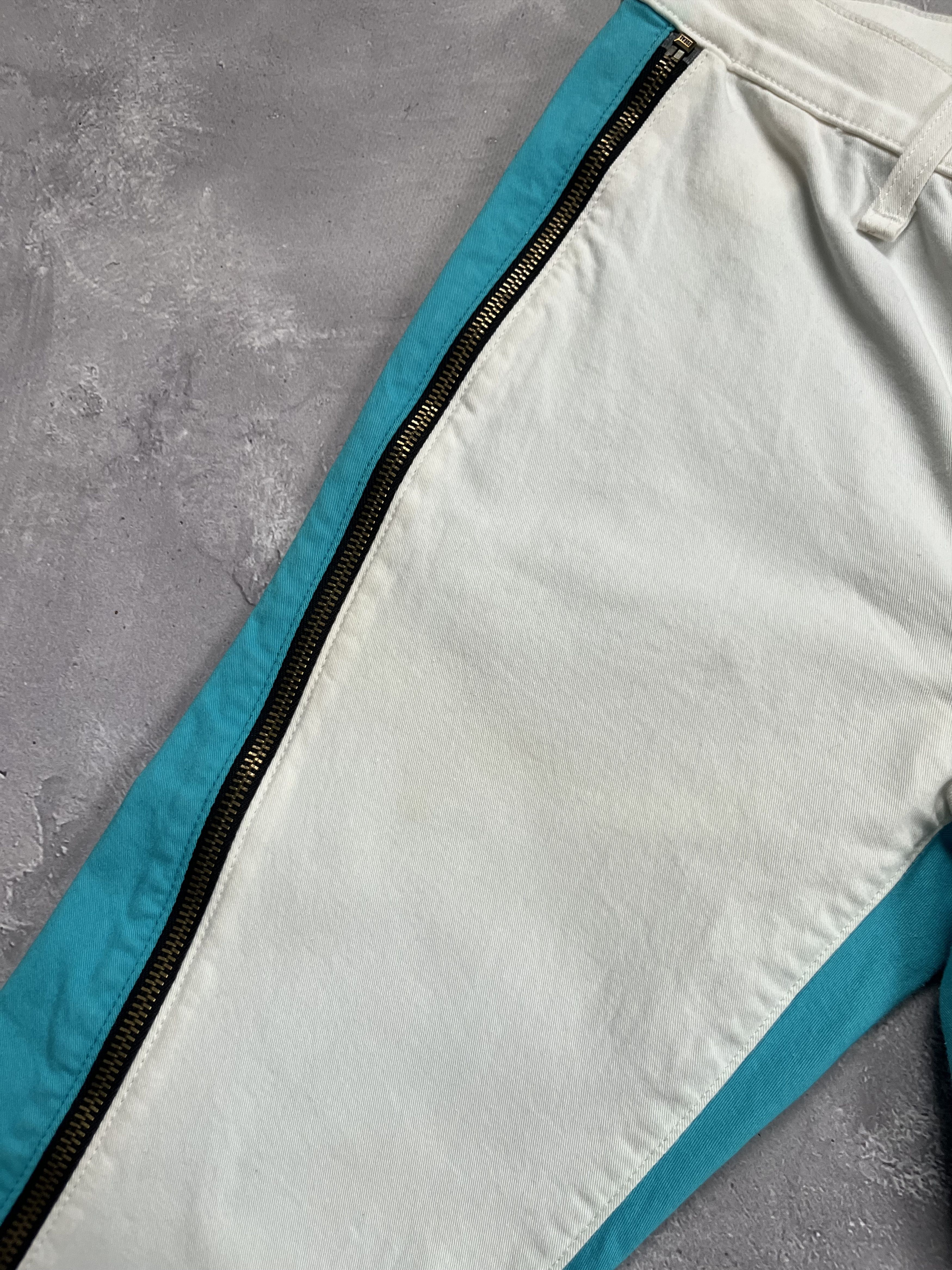 Rag & Bone Rag & Bone Skinny Jeans White Turquoise Zip Designer Pants Size 28" / US 6 / IT 42 - 8 Thumbnail