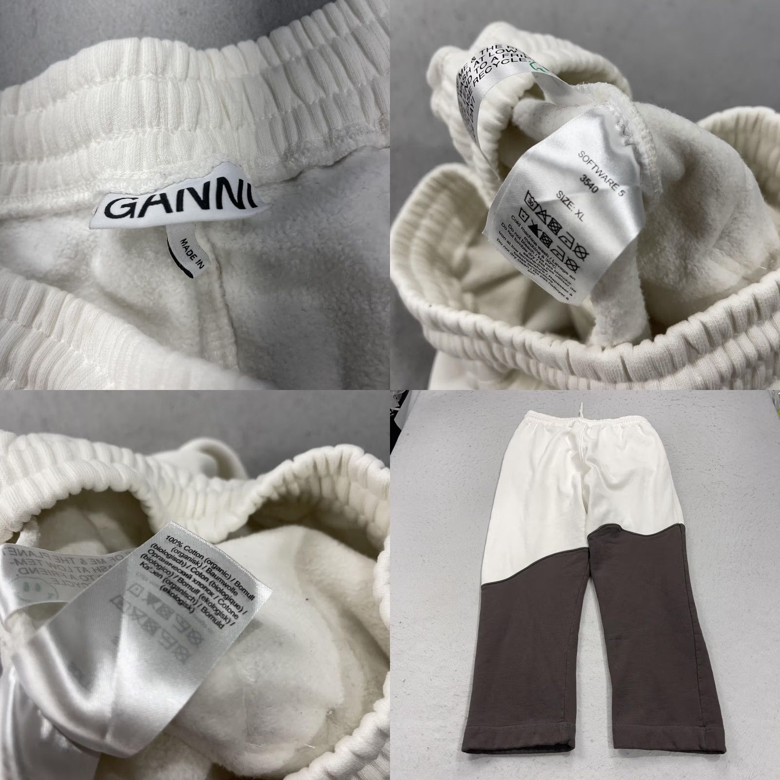 Ganni Ganni Pants Womens XL White Colorblock Fleece Sweatpants 5 Software 5 Winter Relaxed Pockets Drawstring Size 40" / US 18 - 8 Thumbnail