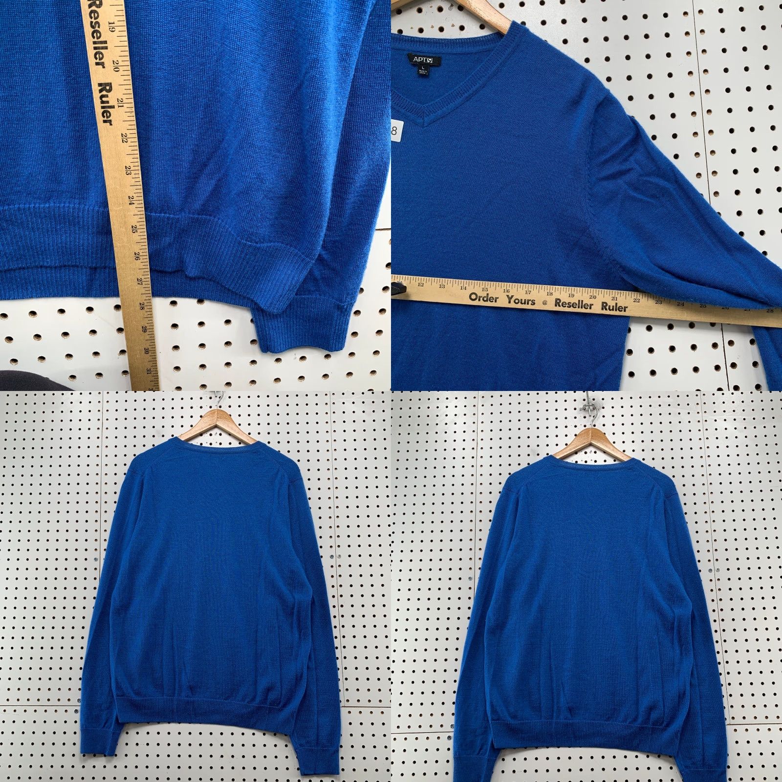 Apt. 9 APT. 9 Merino Wool Sweater Mens L Blue V-Neck Lightweight Business Work Shirt Size US L / EU 52-54 / 3 - 8 Thumbnail