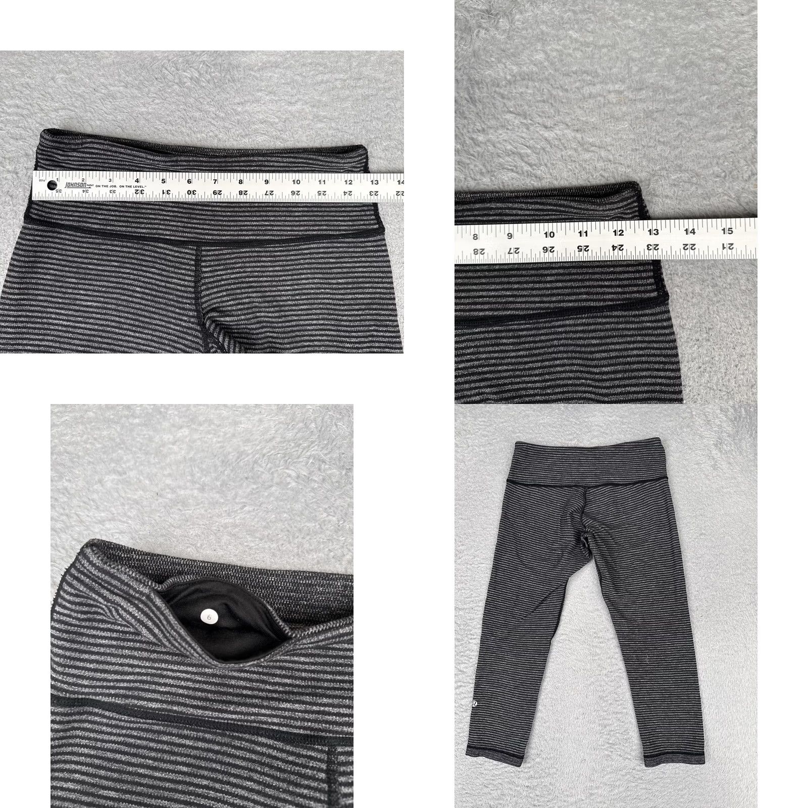 Lululemon Lululemon Leggings Womens 6 Black Gray Striped Capri High Rise Yoga Gym Athletic Size 28" / US 6 / IT 42 - 8 Thumbnail