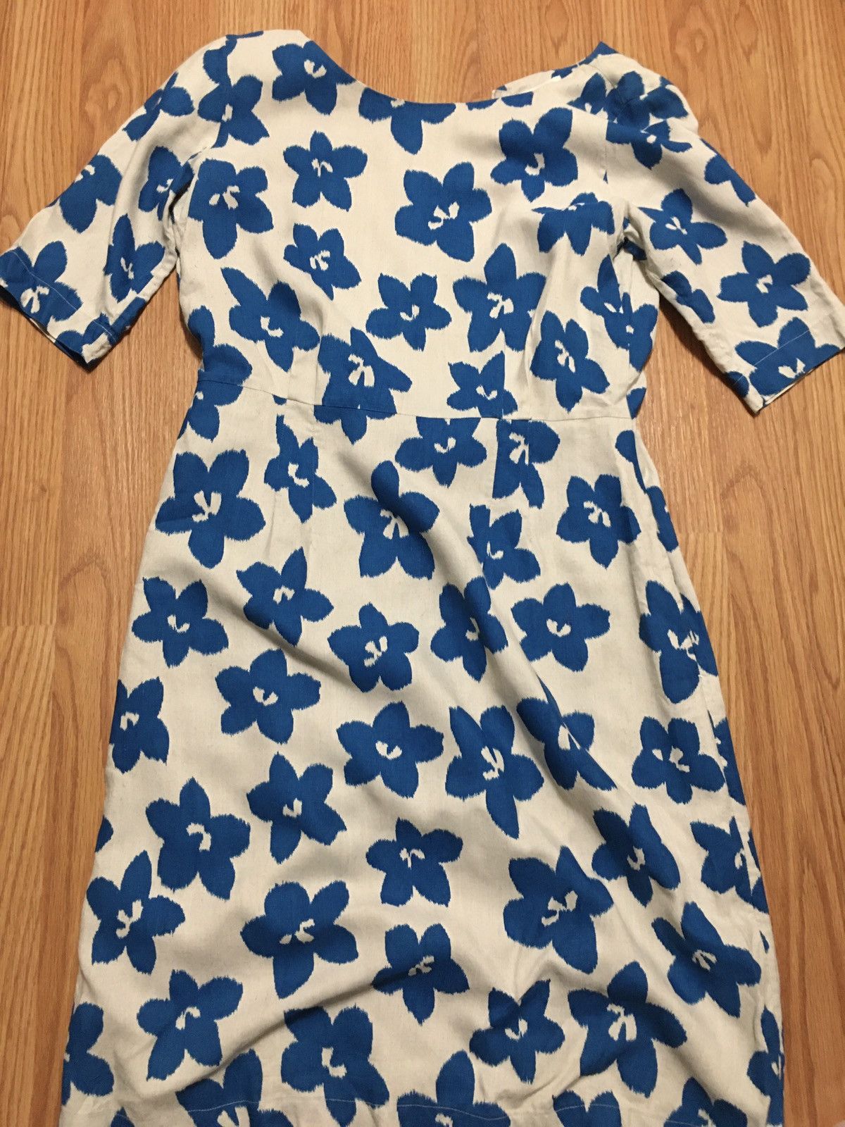 Designer TOAST England Linen Blend Flower Print Dress Size UK 14 Size L / US 10 / IT 46 - 5 Thumbnail