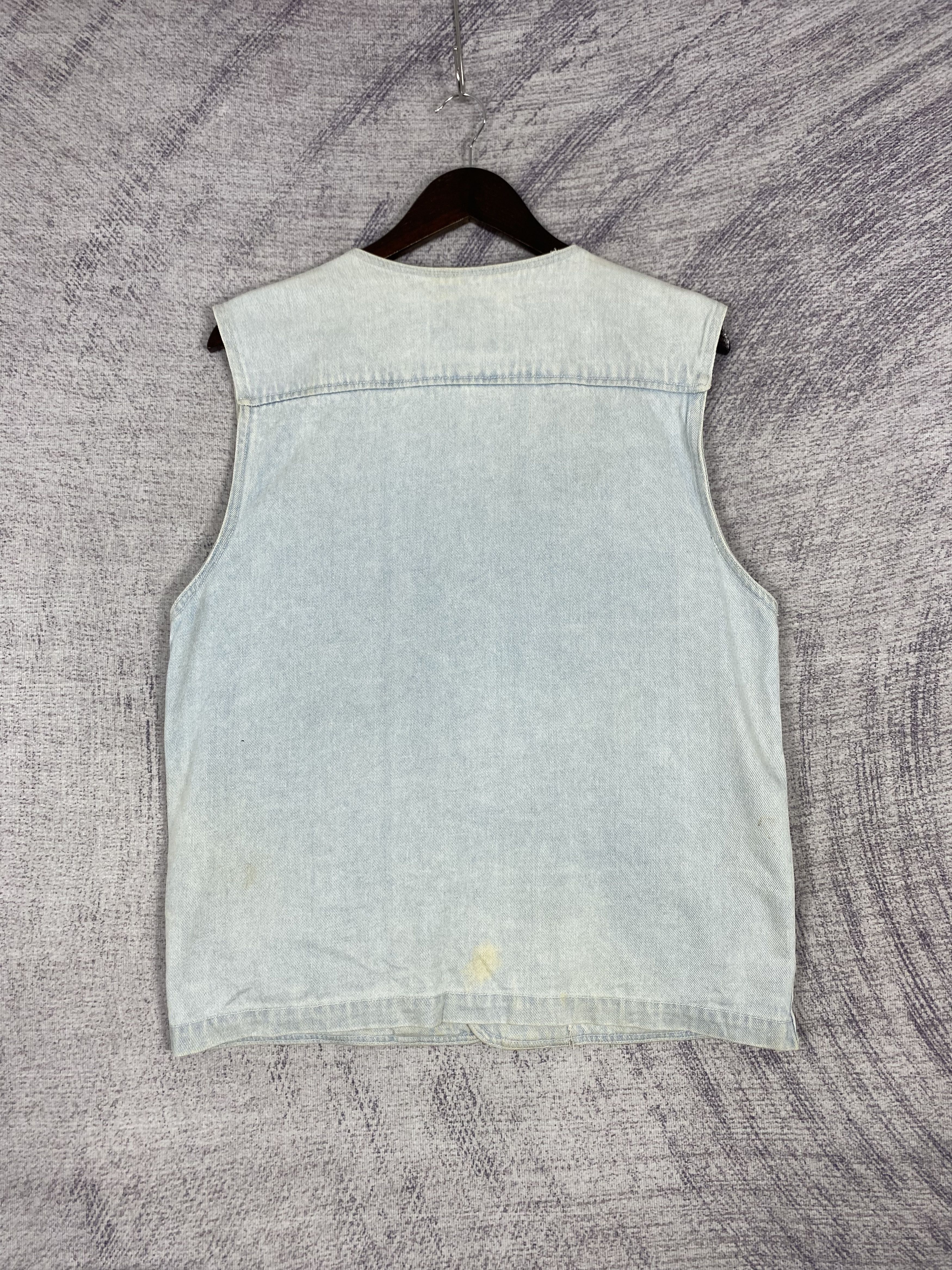 Japanese Brand Vintage Li Bear Light Wash Denim Utility Multi Pocket Vest Size US M / EU 48-50 / 2 - 3 Thumbnail