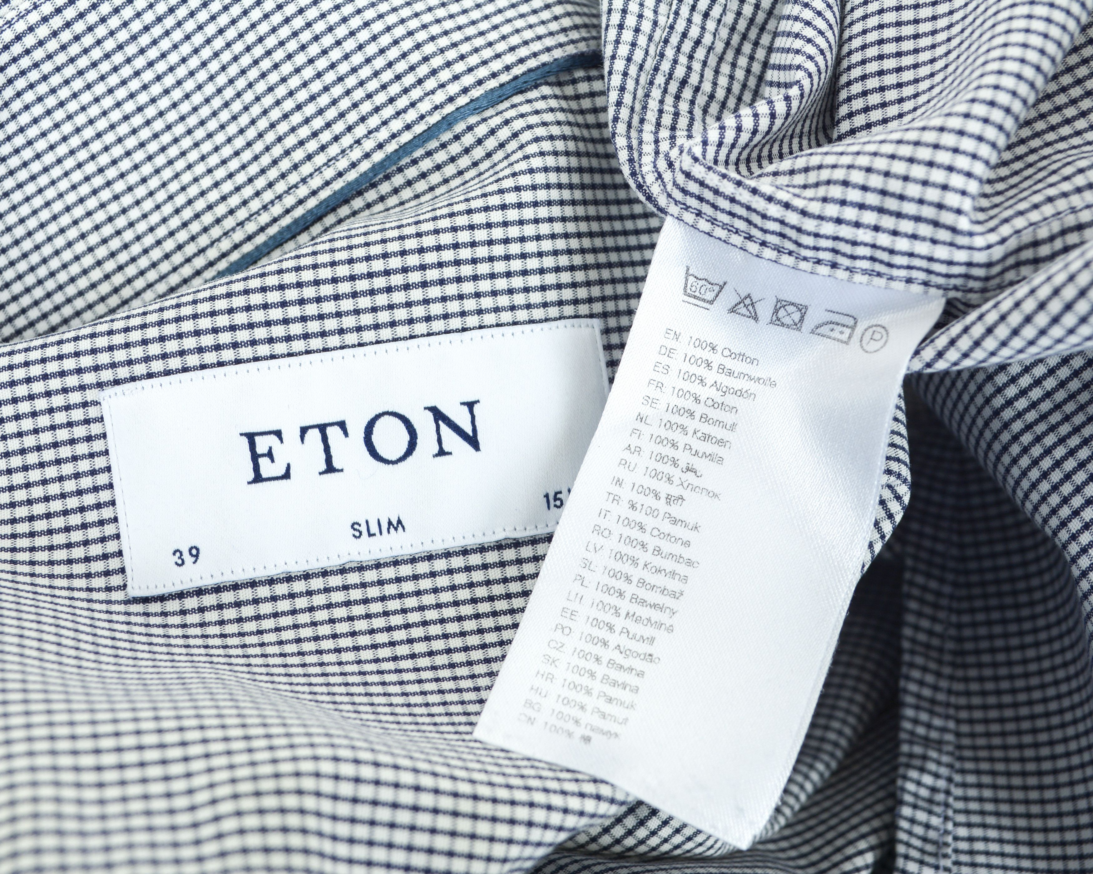 Eton Men 15 1/2" Size 39 Slim Fit Formal Single Cuffs Shirt Check Size US M / EU 48-50 / 2 - 5 Thumbnail