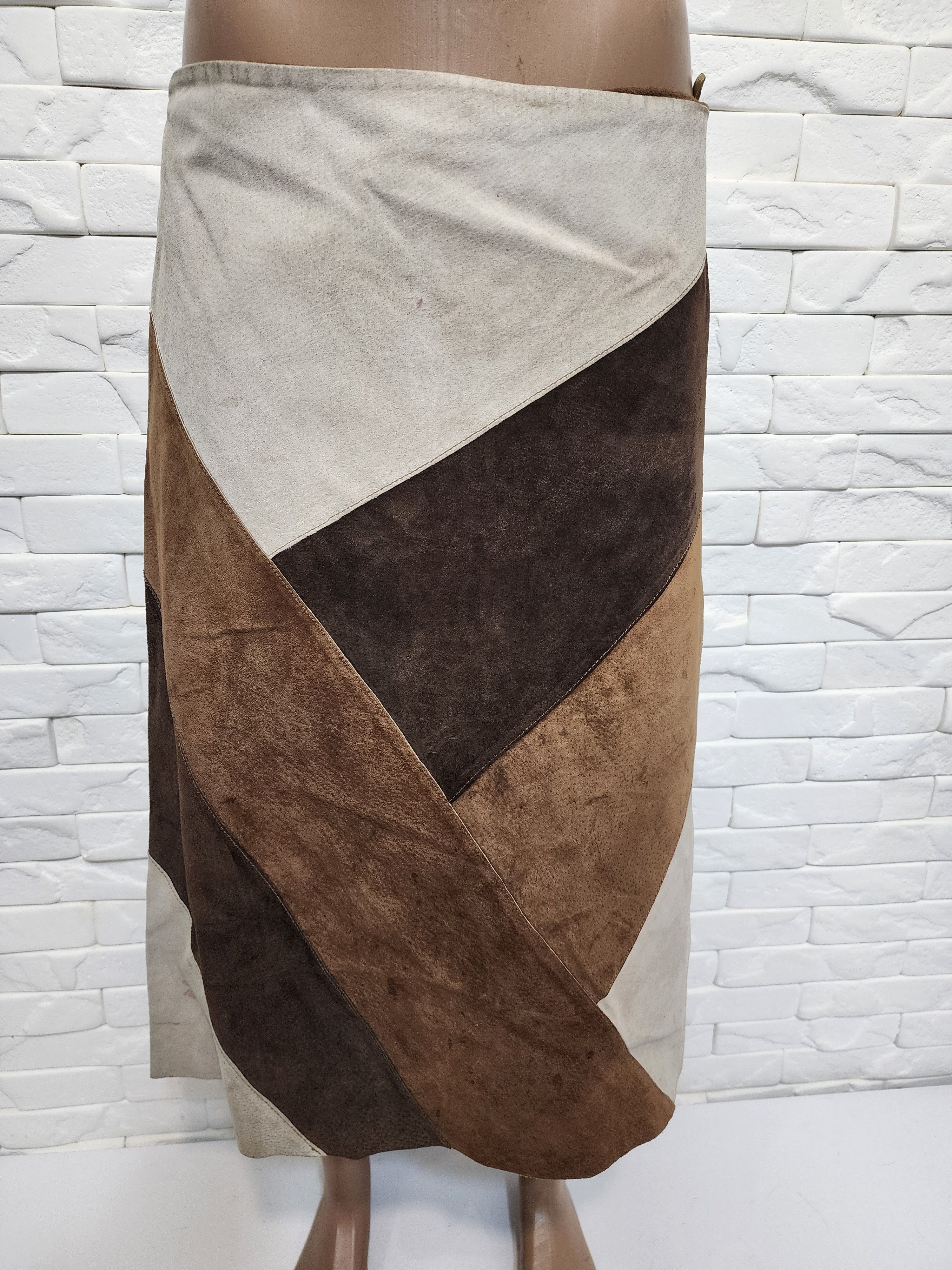 Genuine Leather Brown Suede Leather Skirt: 31" Waist Size 31" - 1 Thumbnail