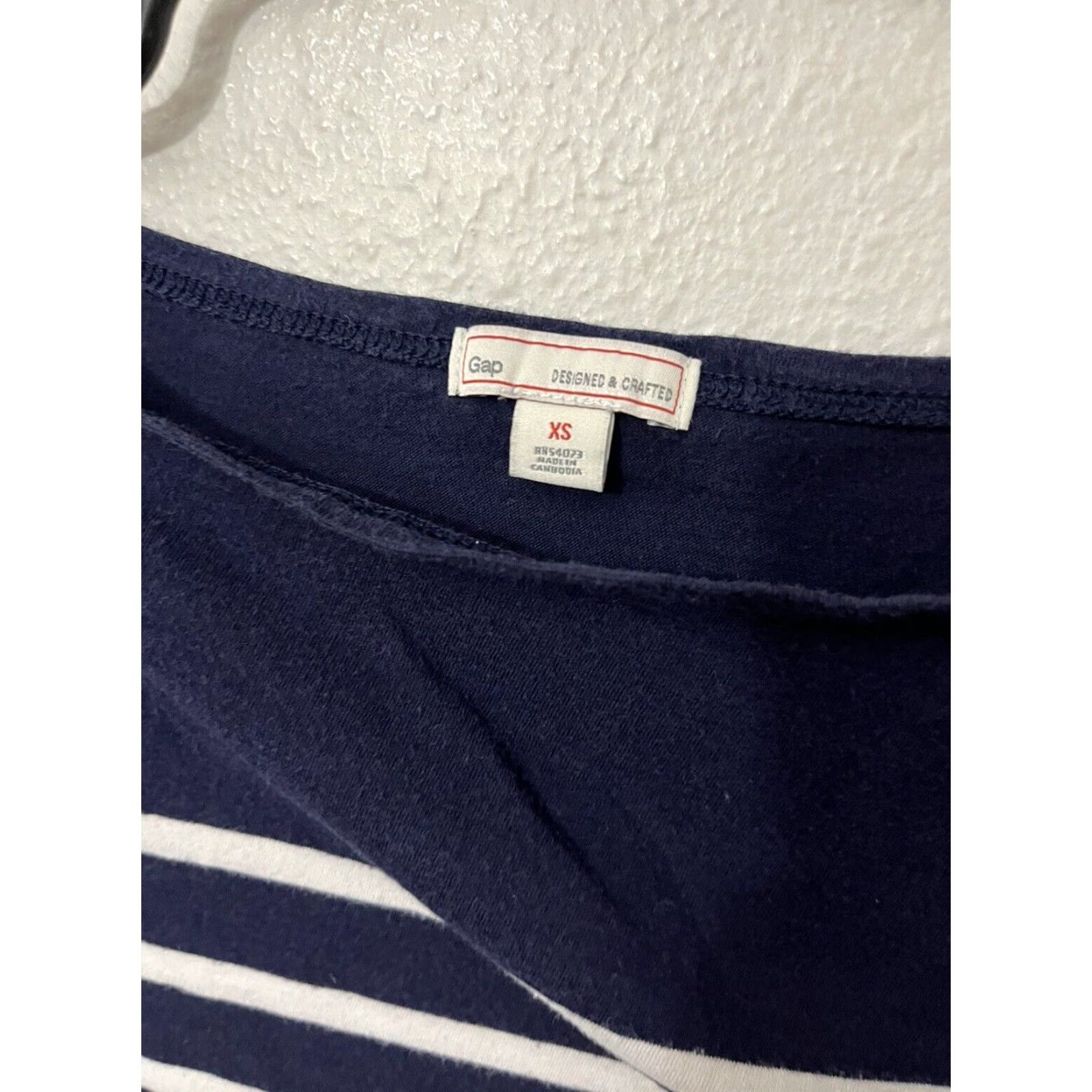 Gap Gap Women's Sweater Pullover Crew Neck 100% Cotton Navy White Striped XS Size XS / US 0-2 / IT 36-38 - 3 Thumbnail