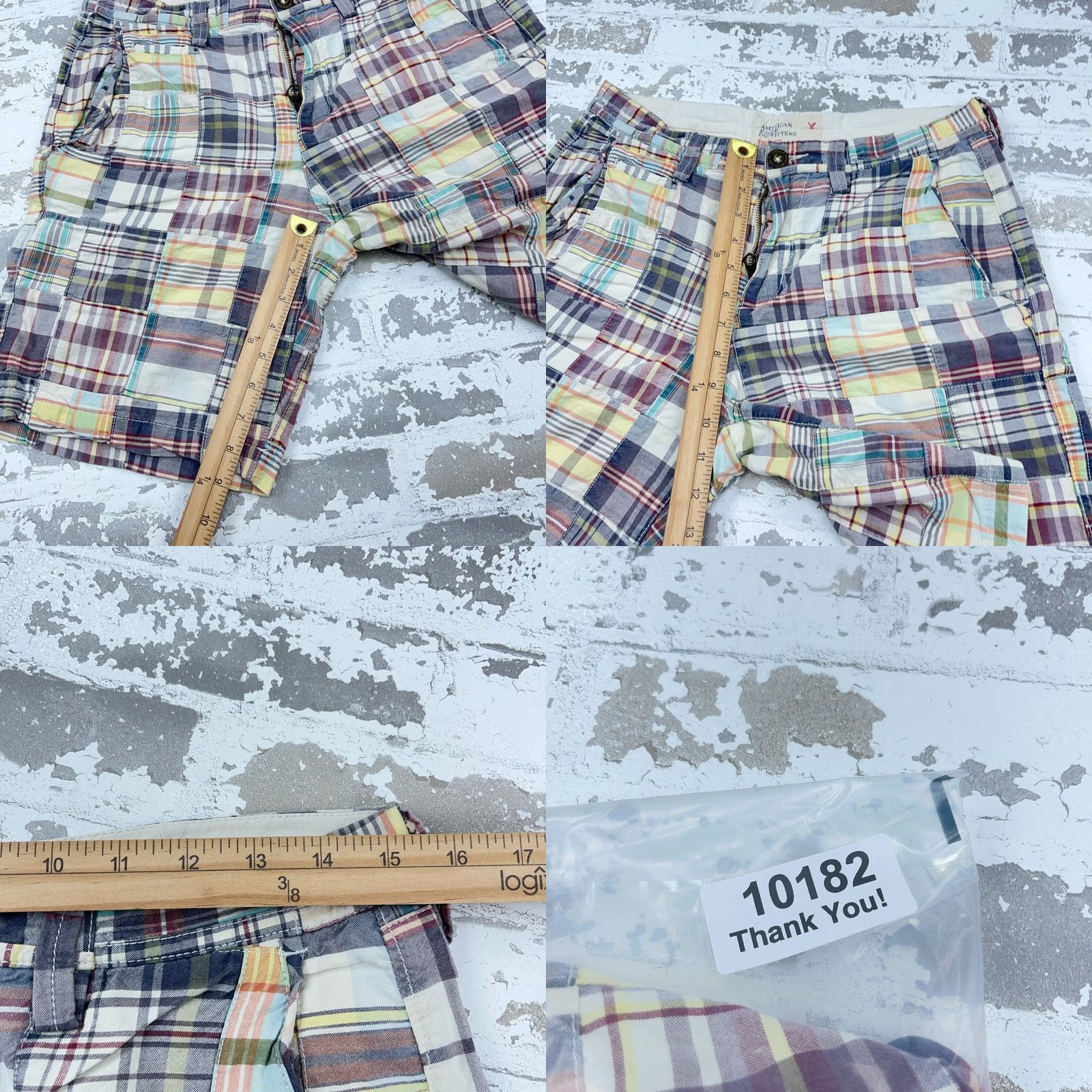 American Eagle Outfitters American Eagle Chino Shorts Men 30 Multi Plaid Patch Work Prep Casual Adult Size US 30 / EU 46 - 8 Thumbnail