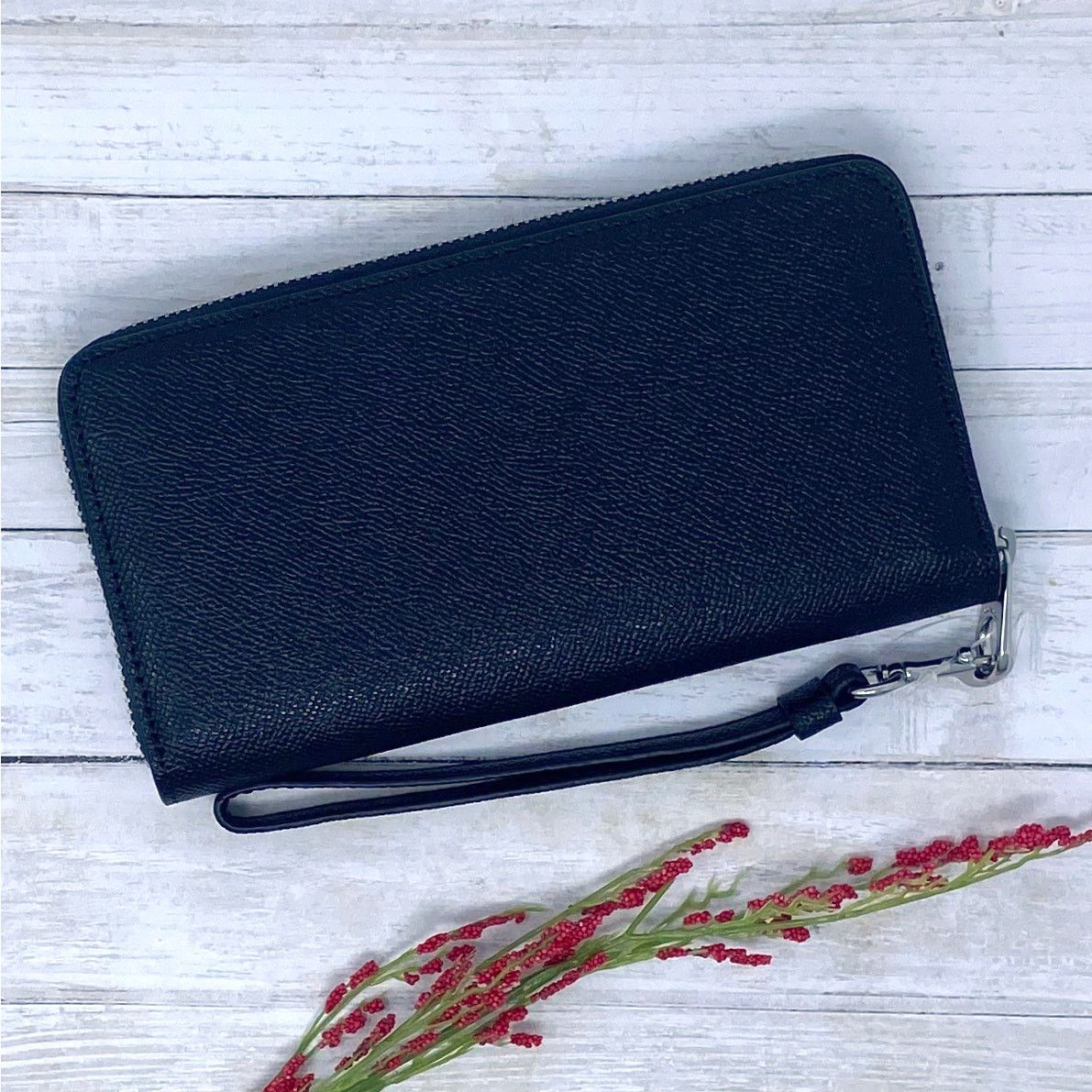 Coach Coach Long Zip Around Wallet in Silver/Black Leather C3441 Size ONE SIZE - 2 Thumbnail