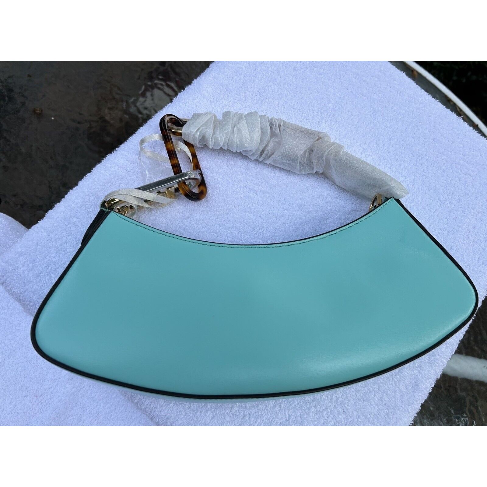Fendi FENDI TIFFANY BLUE O’LOCK BAGUETTE LEATHER HOBO HANDBAG W BA Size ONE SIZE - 5 Thumbnail