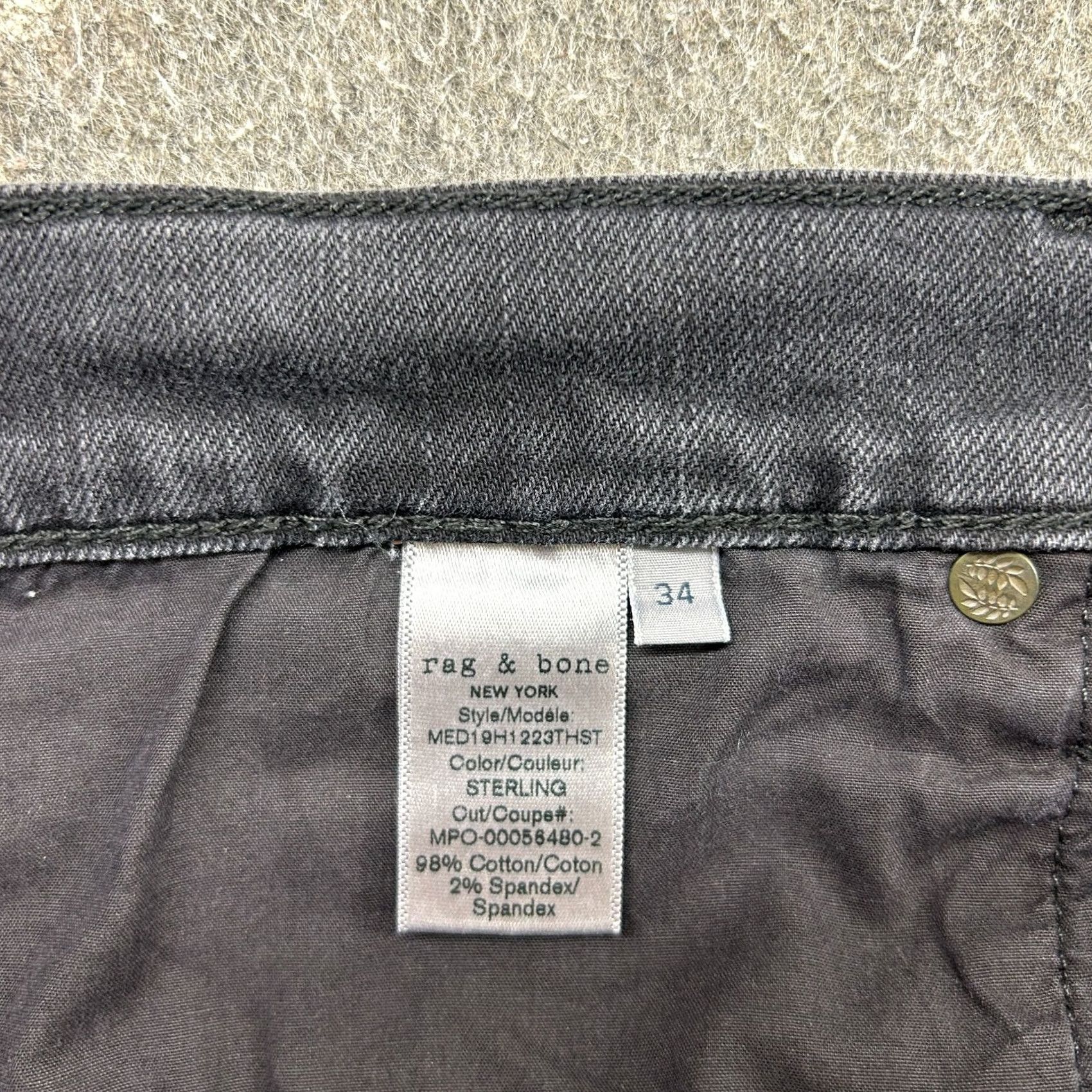 Rag & Bone Rag & Bone Jeans Slim Fit Dark Wash Black 34x34 Denim Cotton Stretch 5-Pocket Mens Slim Inseam 34 Button Fly Regular Fit 2 Size US 34 / EU 50 - 4 Thumbnail