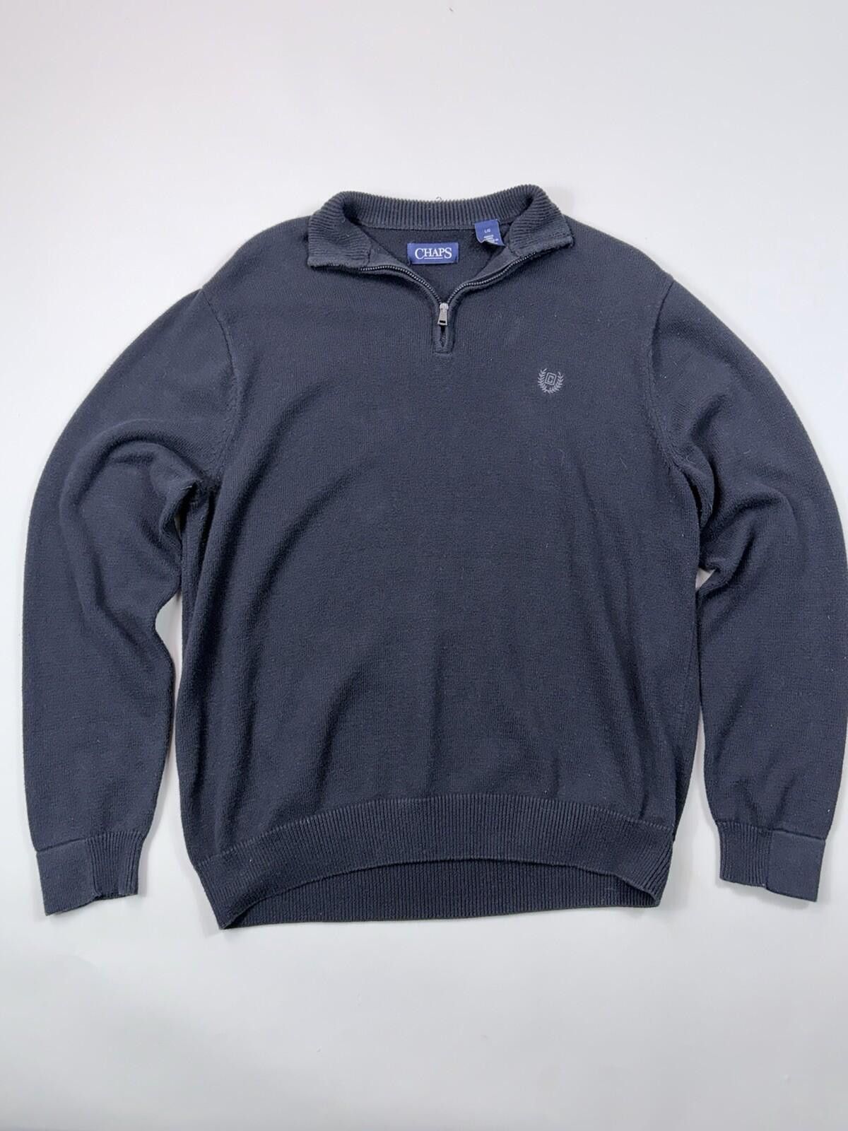 Chaps Chaps black cotton-blend quarter-zip pullover sweater Size L Size US L / EU 52-54 / 3 - 1 Thumbnail