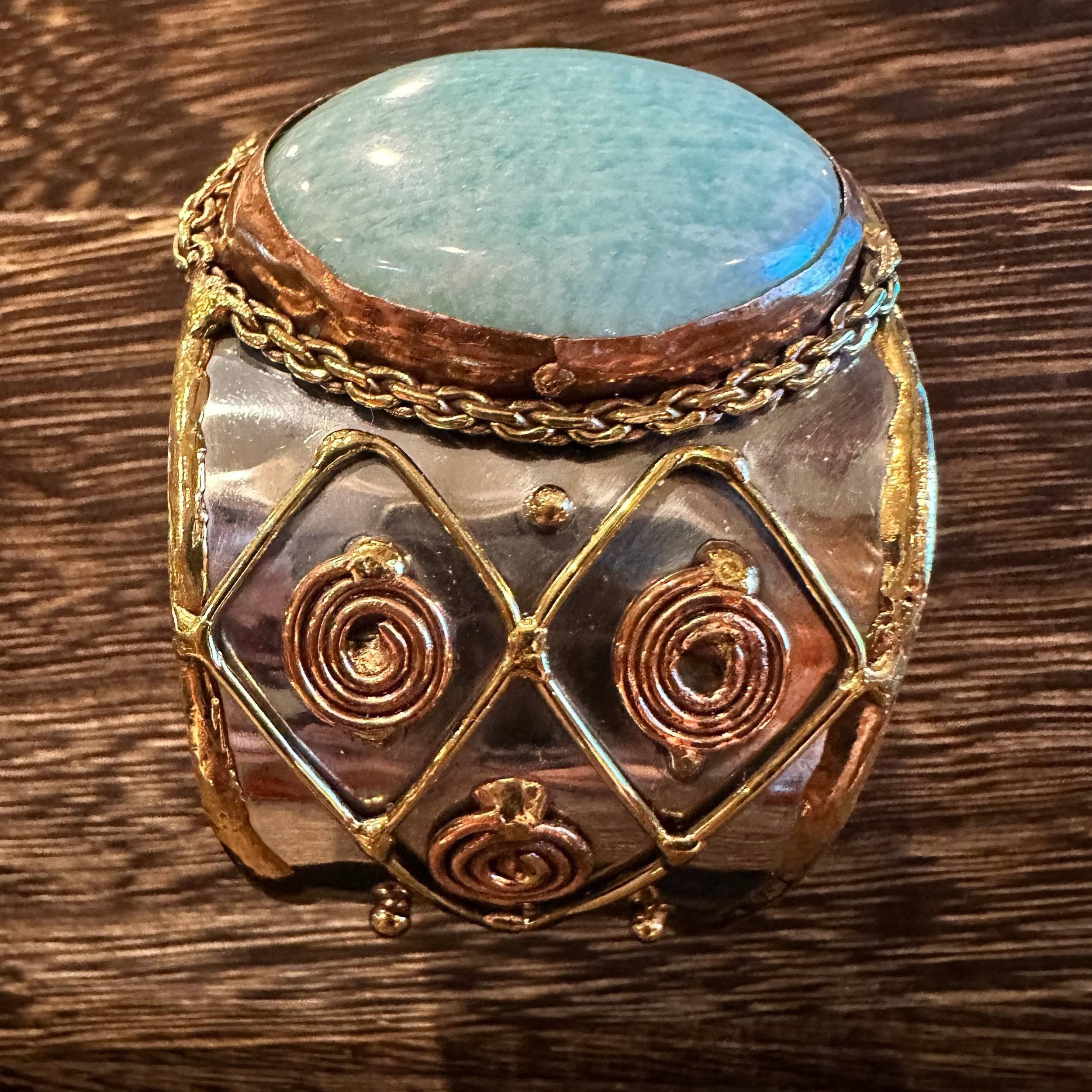 Other Artisan-Made Adjustable Cuff Bracelet with Amazonite Green S Size ONE SIZE - 6 Thumbnail