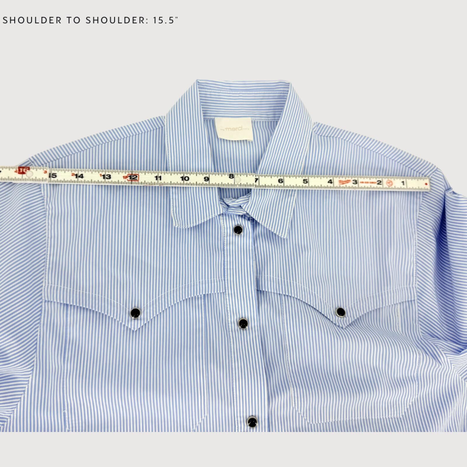 Other Merci Italia Western Snap Button Down Shirt Blue Stripe S Size S / US 4 / IT 40 - 8 Thumbnail