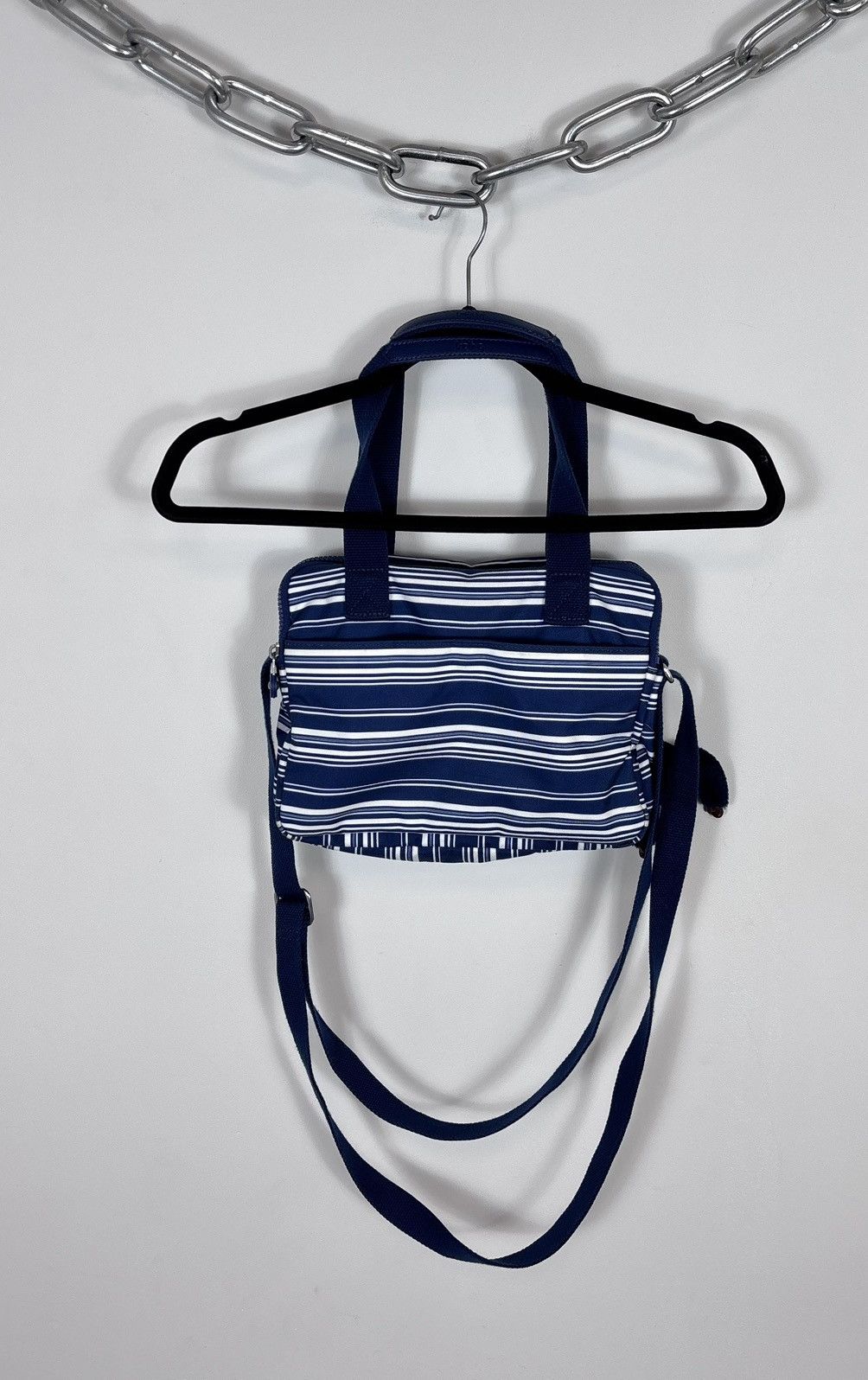 Japanese Brand Kipling Y2K Blue/White Striped Handbag Shoulder Crossbody Size ONE SIZE - 21 Thumbnail