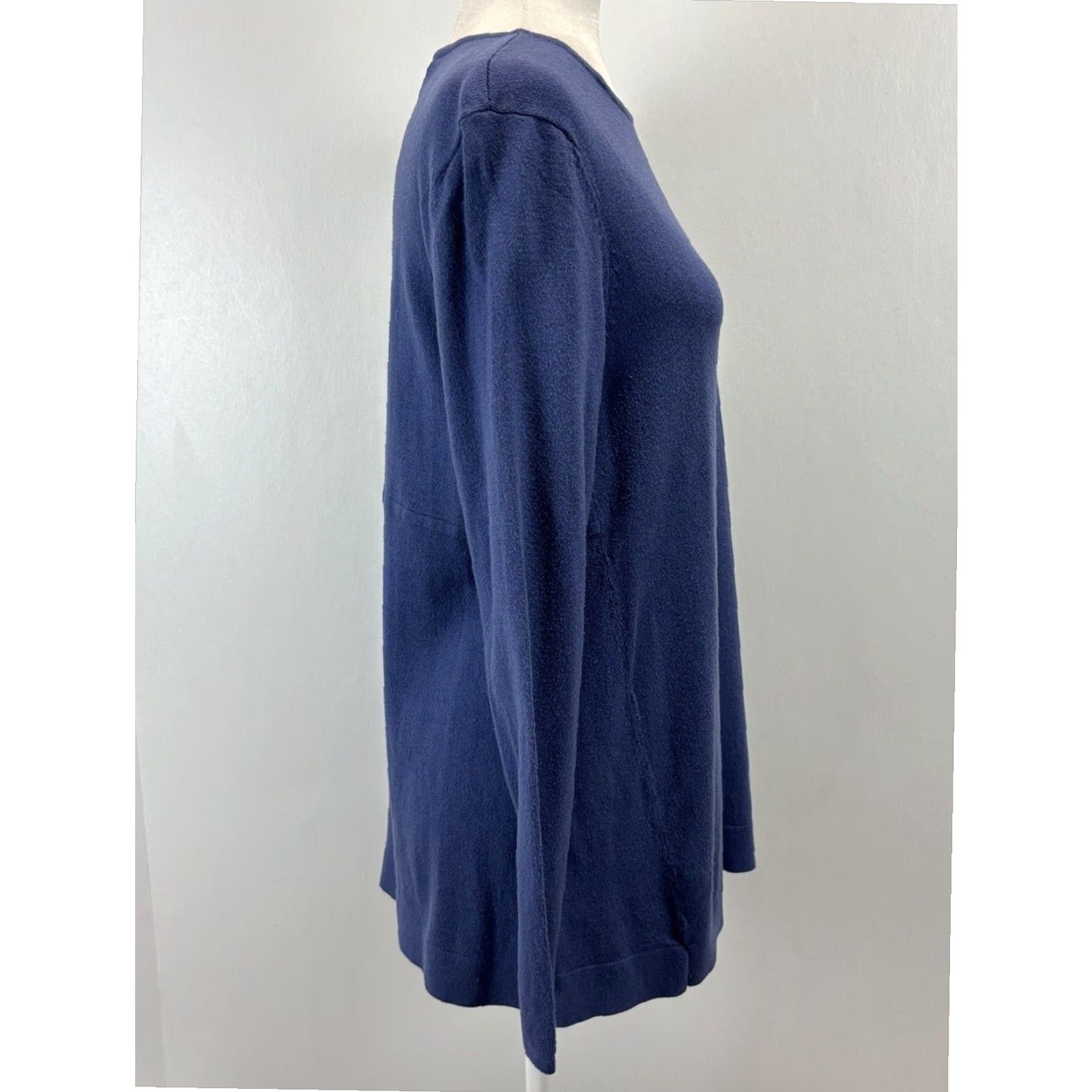 J. Jill J. Jill Women's Pullover Sweater Blue Medium Long Sleeve Cotton Blend Size M / US 6-8 / IT 42-44 - 4 Thumbnail