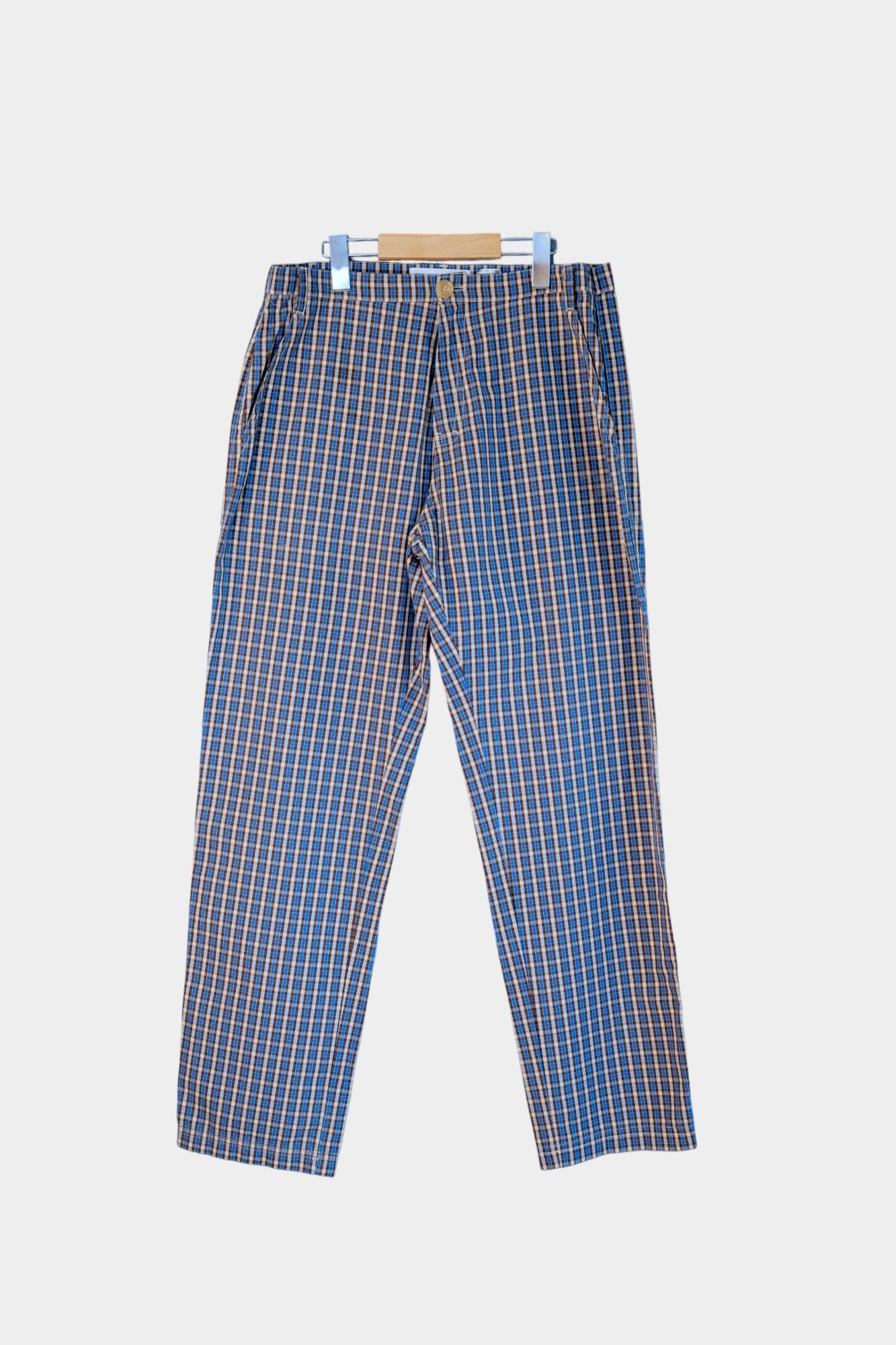 image of Walter Van Beirendonck Checked Trousers In Brown Blue Multi, Men's (Size 32)