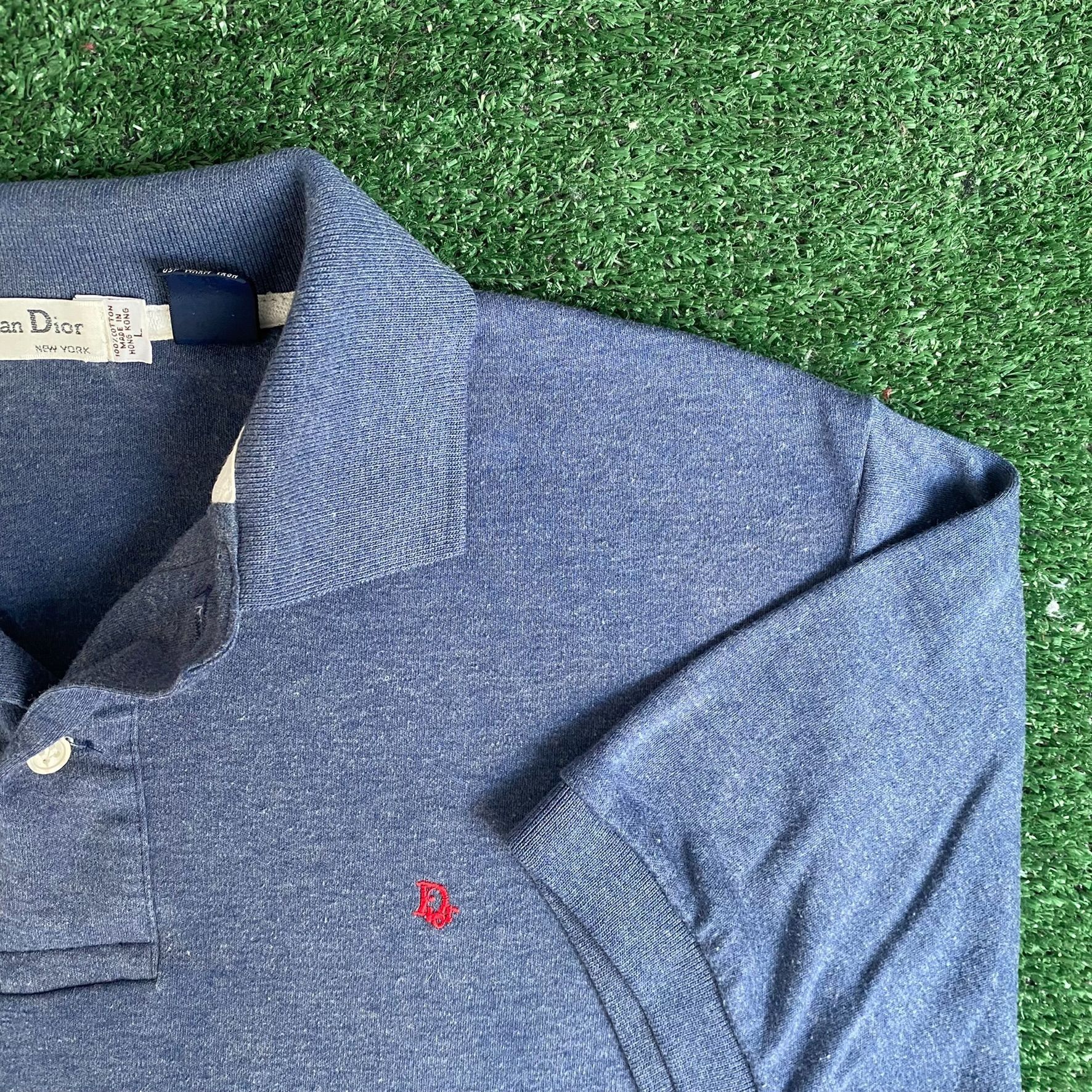 Christian Dior Monsieur Vintage 80s Christian Dior Polo Blue Logo Mongram Shirt Size US L / EU 52-54 / 3 - 3 Thumbnail