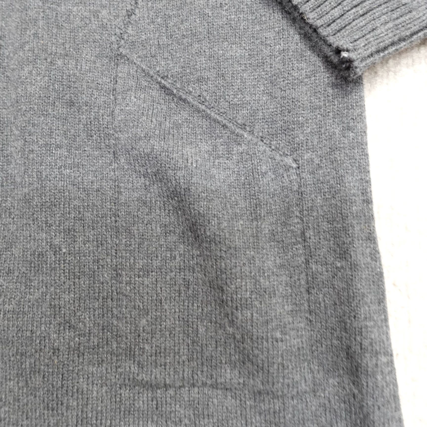 Prana prAna Women Sweater L Gray Cotton Wool Blend Cable-Knit Long Sleeve V-neck/ Cowl Neck Pockets Pullover Regular Knit Dress - Note: Avoid extra. Size L / US 10 / IT 46 - 2 Thumbnail