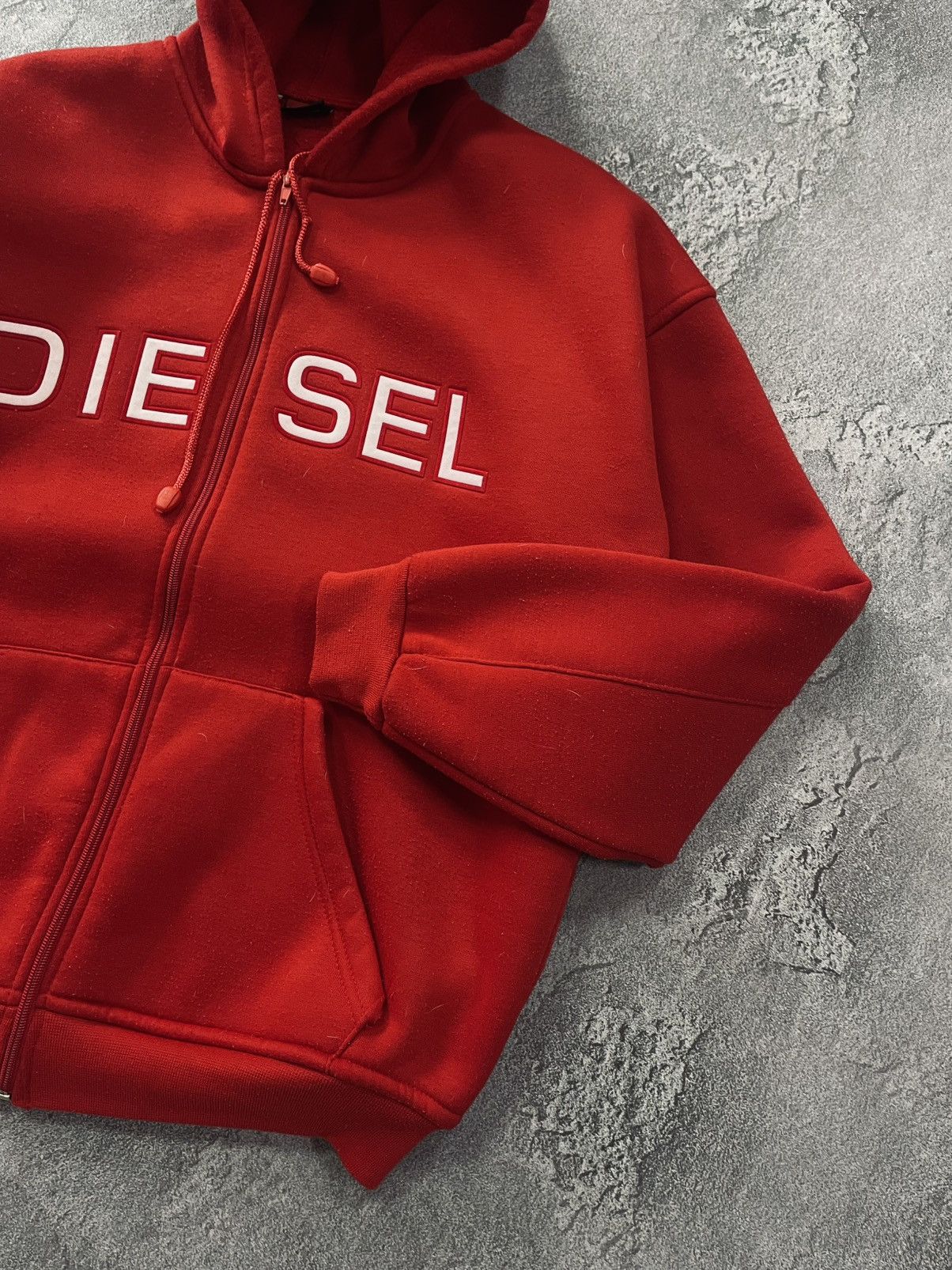 Diesel × Vintage Vintage Y2k Diesel Big Embroidered Logo Zip Hoodie Size US L / EU 52-54 / 3 - 4 Thumbnail