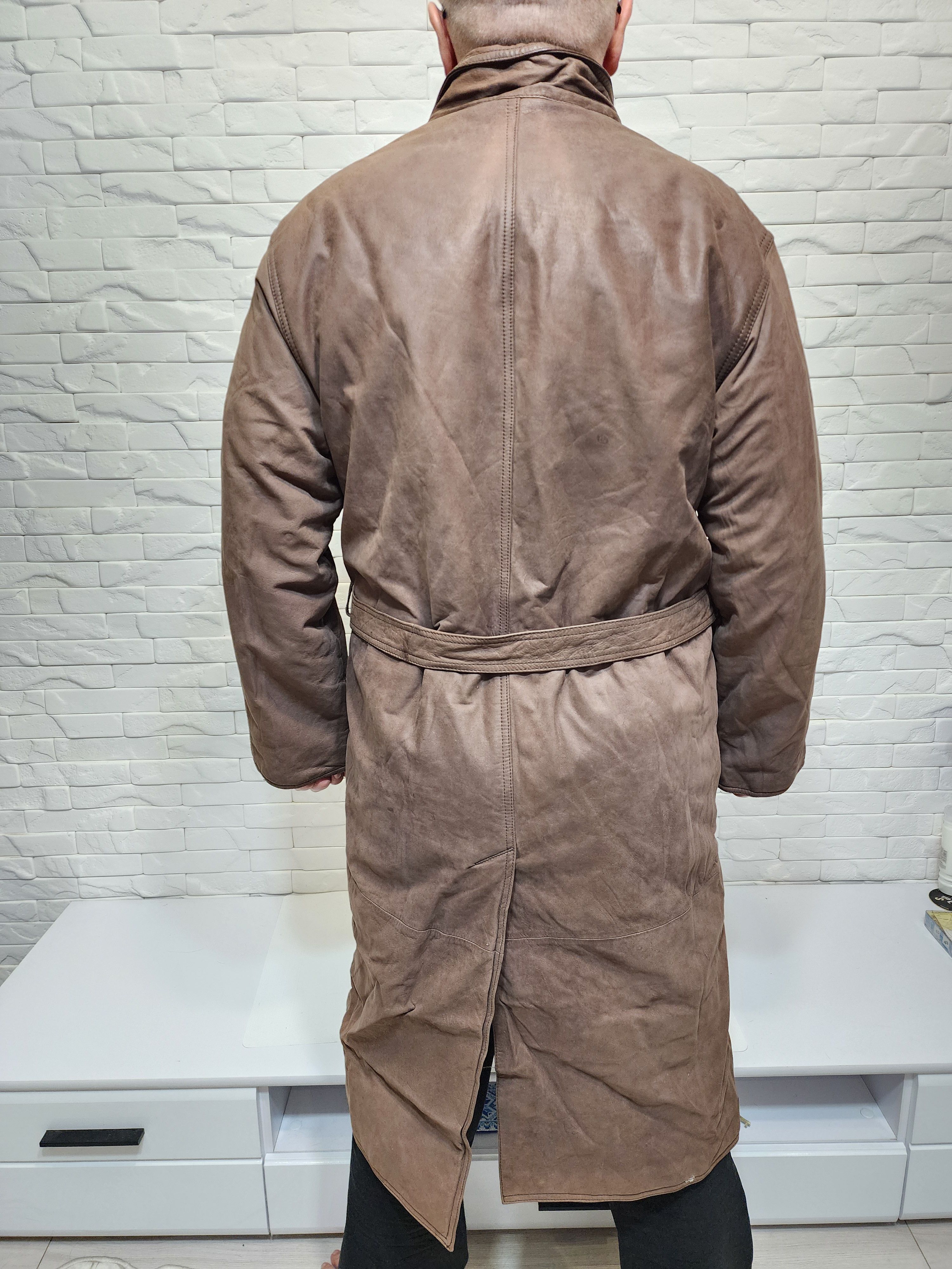 Genuine Leather Brown Genuine Leather Men's Coat with Belt Size US L / EU 52-54 / 3 - 5 Thumbnail