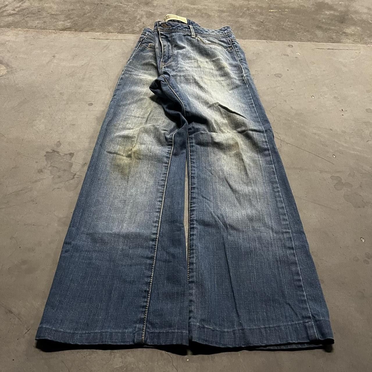 Japanese Brand × Vintage Vintage Y2K Flared Skater Style Medium Wash Denim Jeans! Size US 34 / EU 50 - 3 Thumbnail