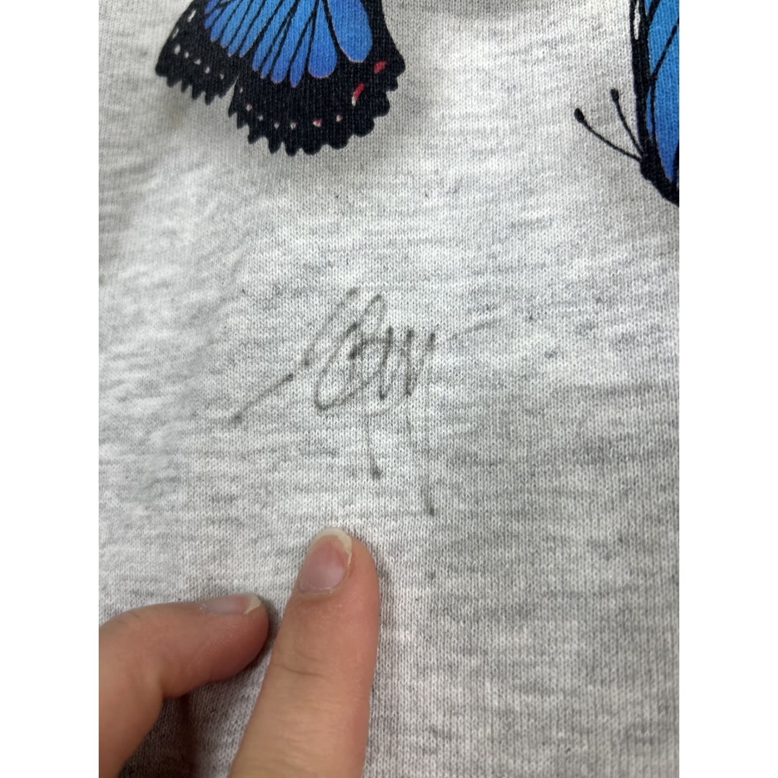 Jerzees Jerzees Womens M Gray 1/4 Zip Butterflies Pullover Sweatshirt Size M / US 6-8 / IT 42-44 - 4 Thumbnail