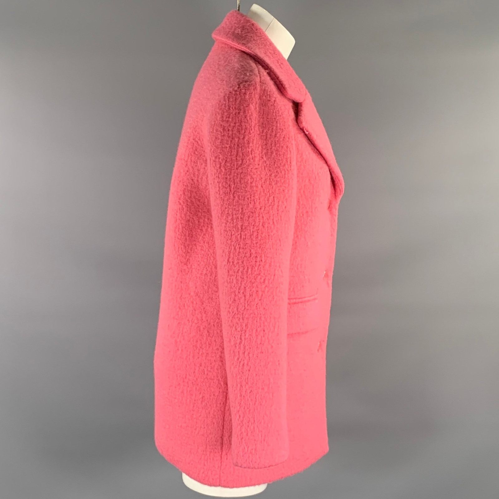 Emporio Armani EMPORIO ARMANI XS Pink Wool Poly Textured Notch Lapel Coat Size XS / US 0-2 / IT 36-38 - 2 Thumbnail