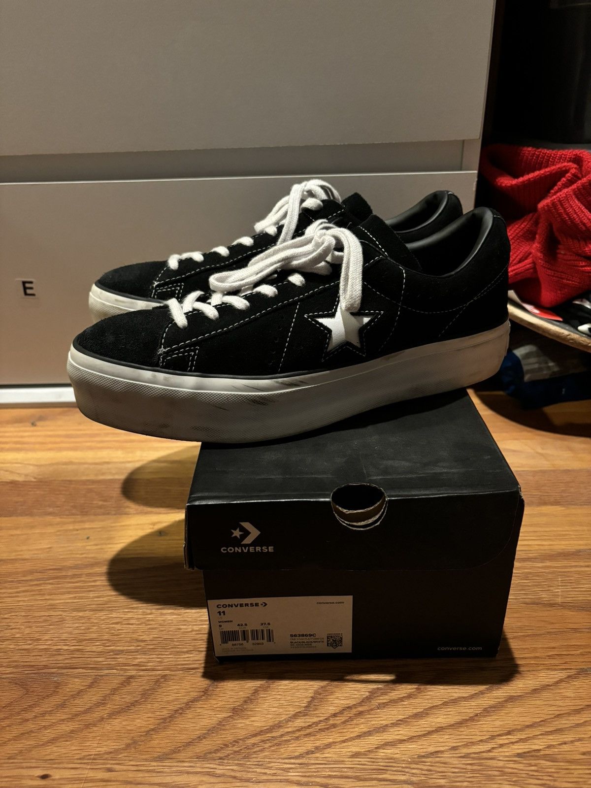 Converse one star black platform best sale