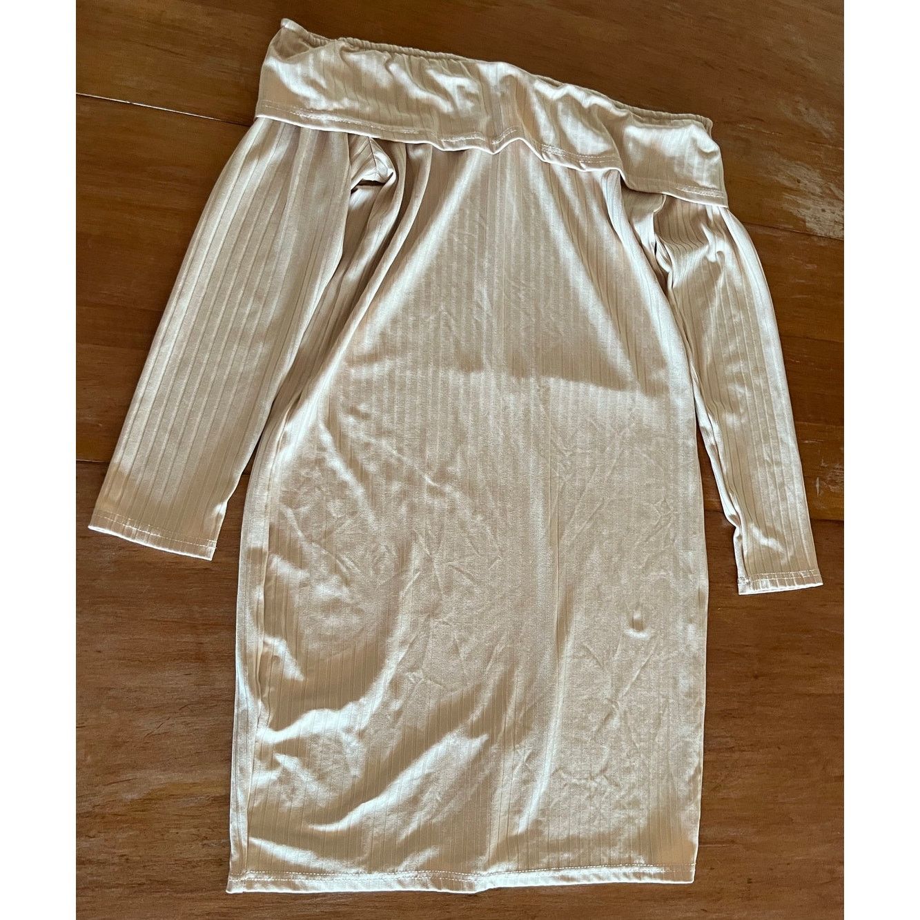 Other Beige Off-the-Shoulder Bodycon Dress - Long Sleeve Size S Size S / US 4 / IT 40 - 10 Thumbnail