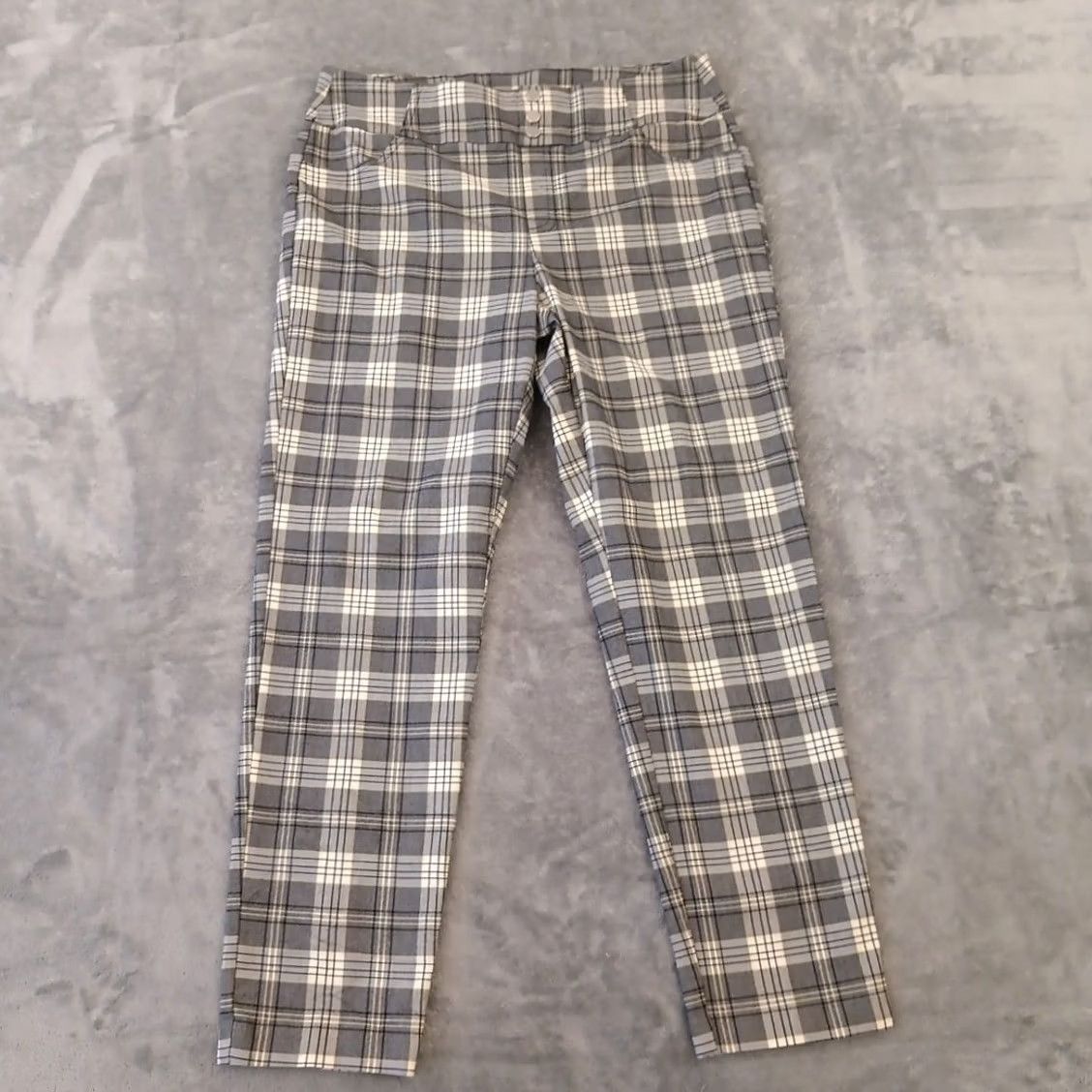 Vintage Cato Pants Womens 14 Gray Ankle Size Yellow Plaid Pull Stretch 32x26 Mid Rise Size 36" / US 14 / IT 50 - 2 Thumbnail