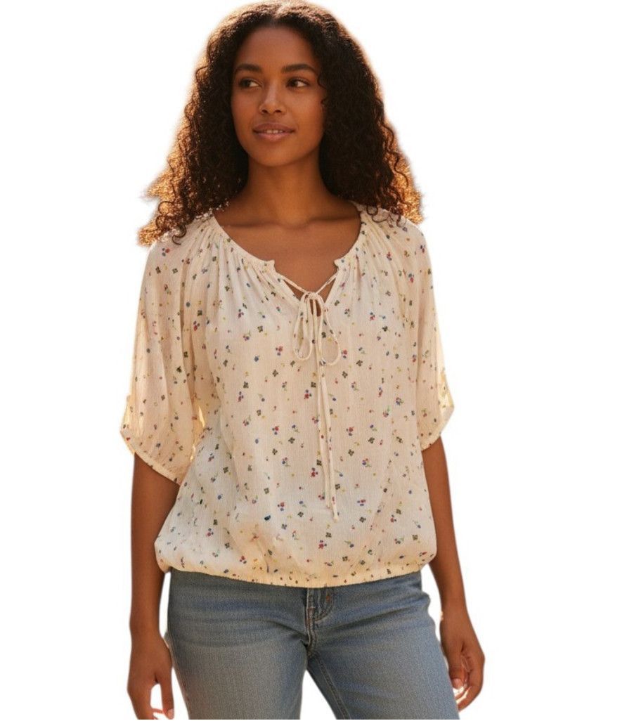 Torrid Torrid Crinkle Gauze Blouson Short Sleeve Ditsy Size 0 Women Size XS / US 0-2 / IT 36-38 - 1 Thumbnail