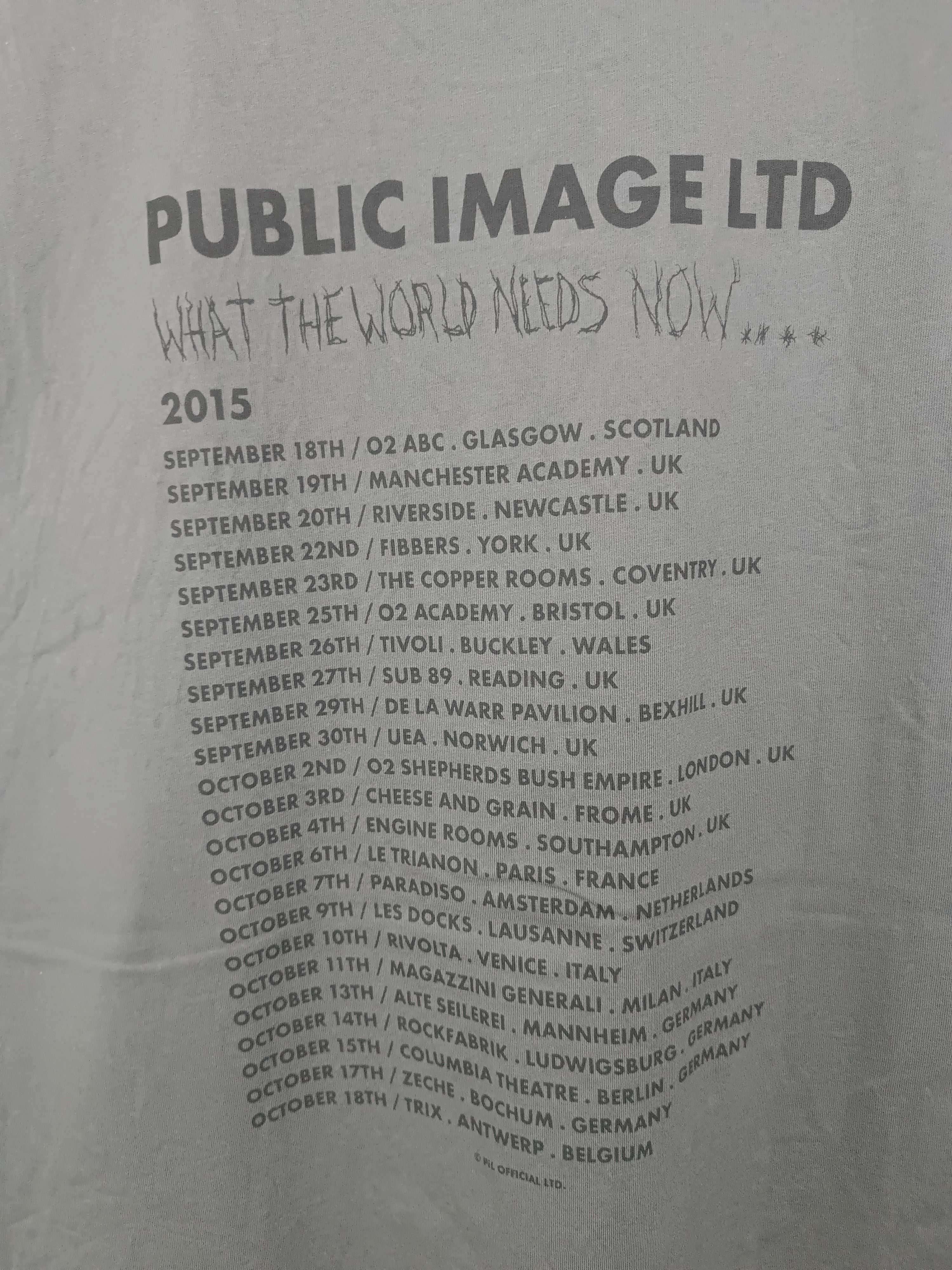 Band Tees VINTAGE 2015 PIL PUBLIC IMAGE LIMITED TOUR TEE PUNK ROCK Size US XL / EU 56 / 4 - 19 Thumbnail