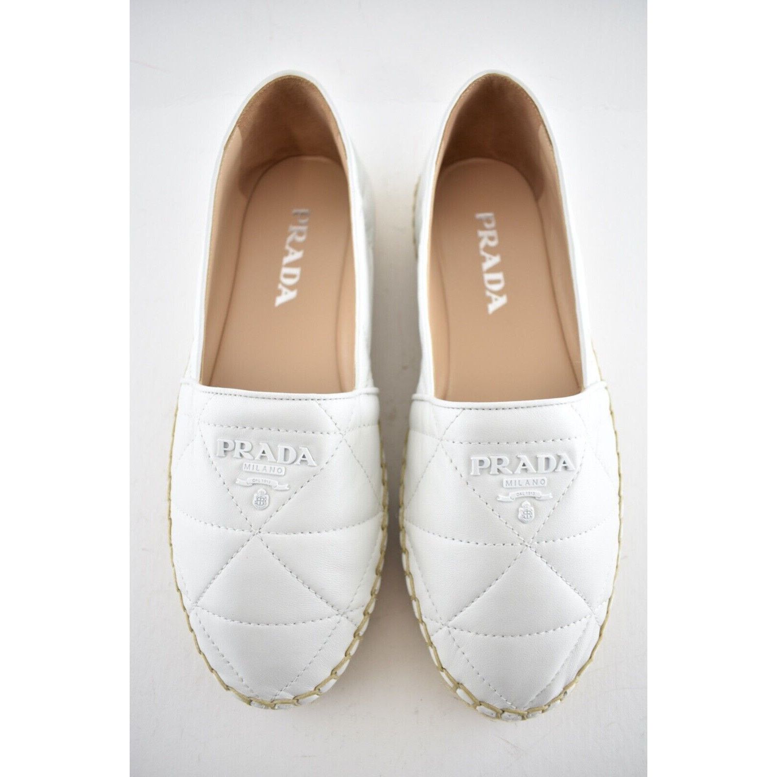 Prada Prada Bianco White Nappa Leather Tonal Logo Slip On Size US 7.5 / IT 37.5 - 7 Thumbnail