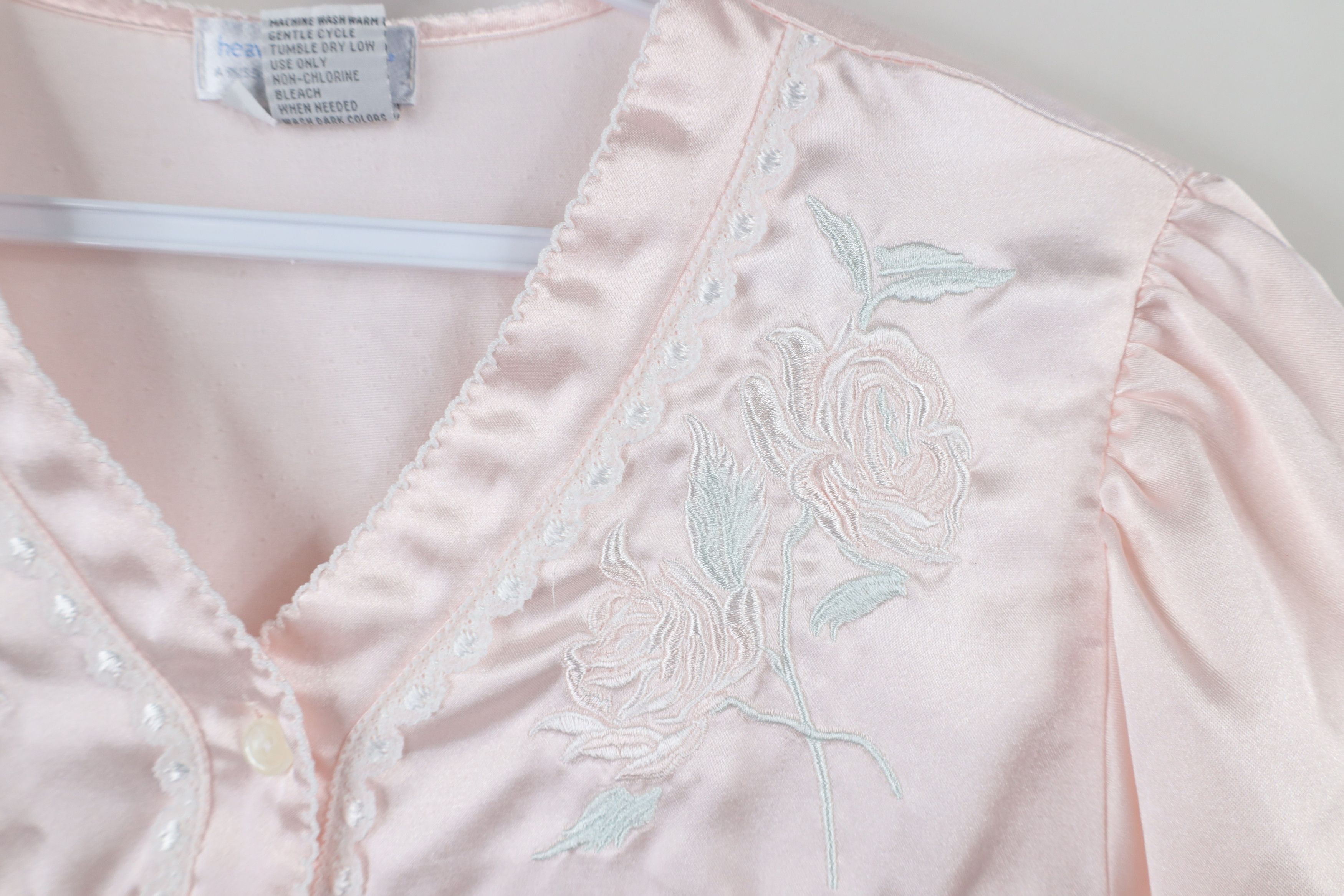 Vintage Vintage 90s Miss Elaine Flower Lace Night Gown Pink Size M / US 6-8 / IT 42-44 - 7 Thumbnail