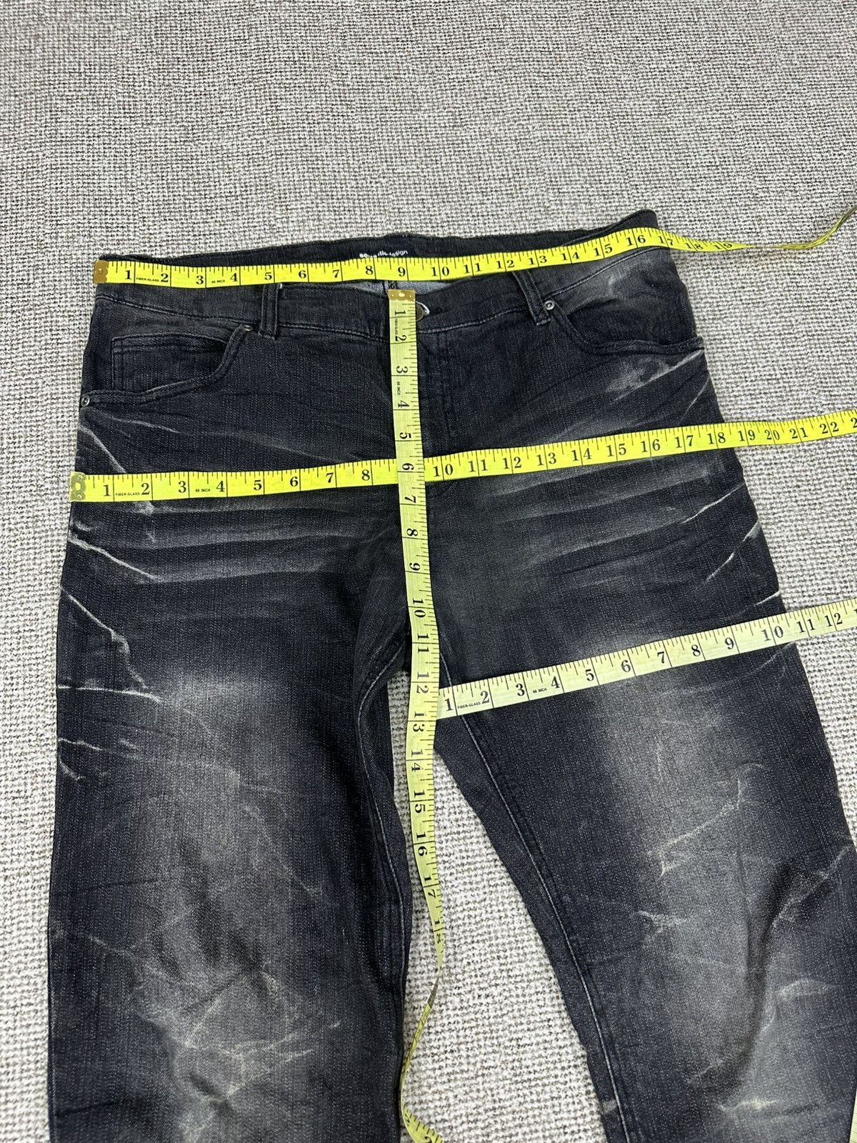 Tornado Mart Iconic Semantic Design Black Tapered Denim 34x33 D761 Size US 34 / EU 50 - 7 Thumbnail