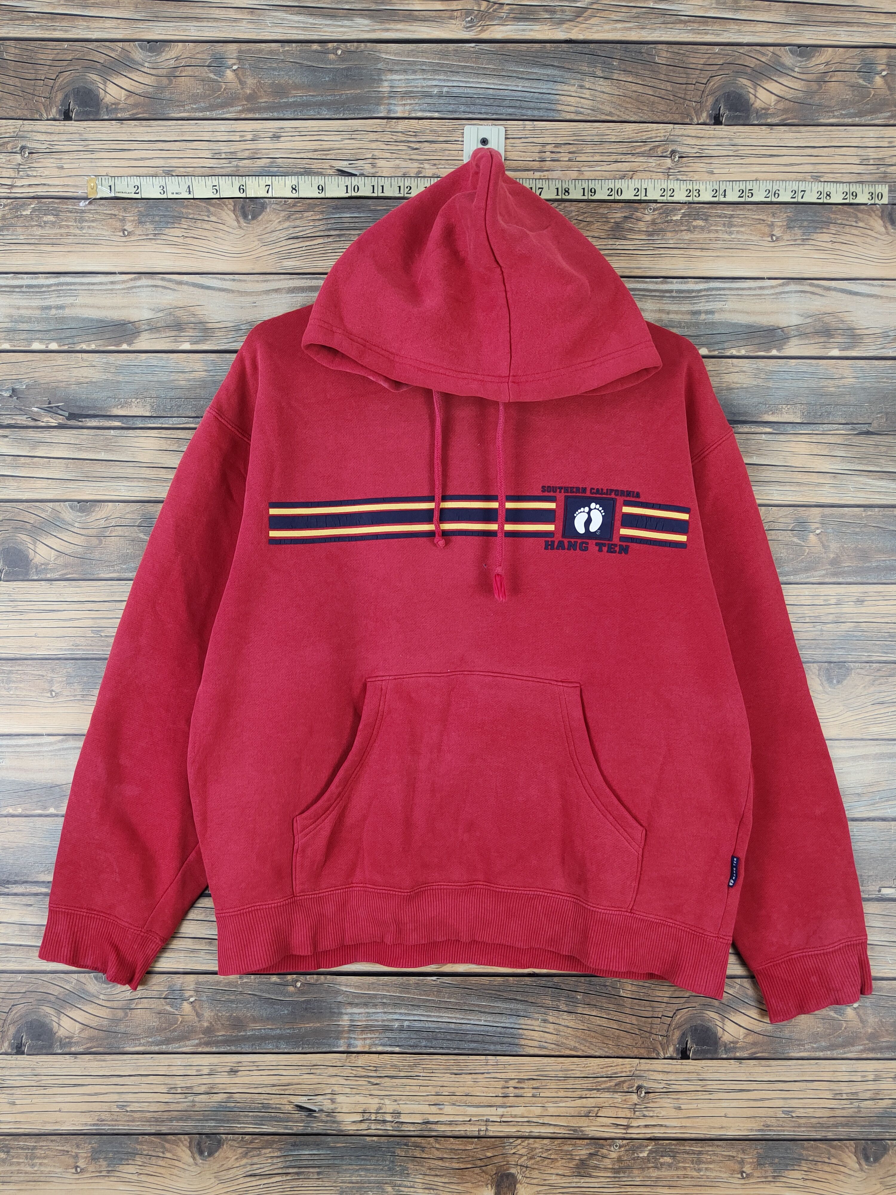 Hang Ten × Japanese Brand × Vintage Hang Ten japan vintage Red Hoodie Sweatshirts #W1129 Size US M / EU 48-50 / 2 - 1 Thumbnail