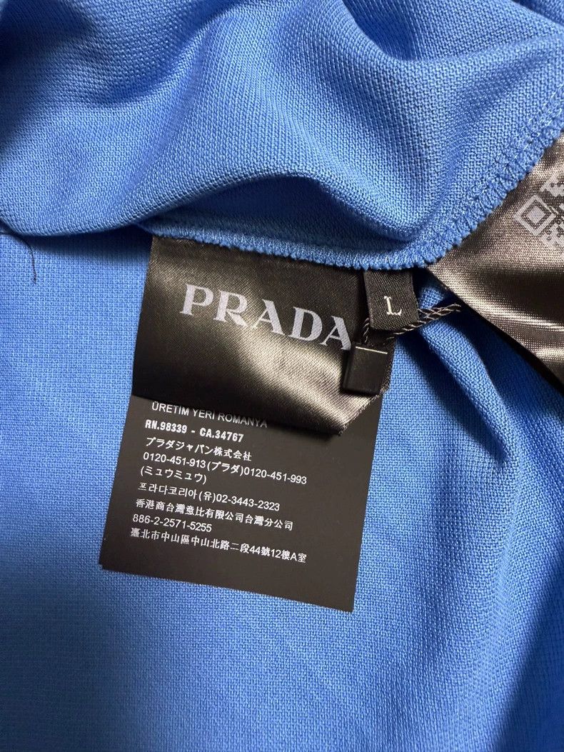 Prada Prada Embroidered logo blue knitted short sleeves 2502-Next Size US L / EU 52-54 / 3 - 6 Thumbnail