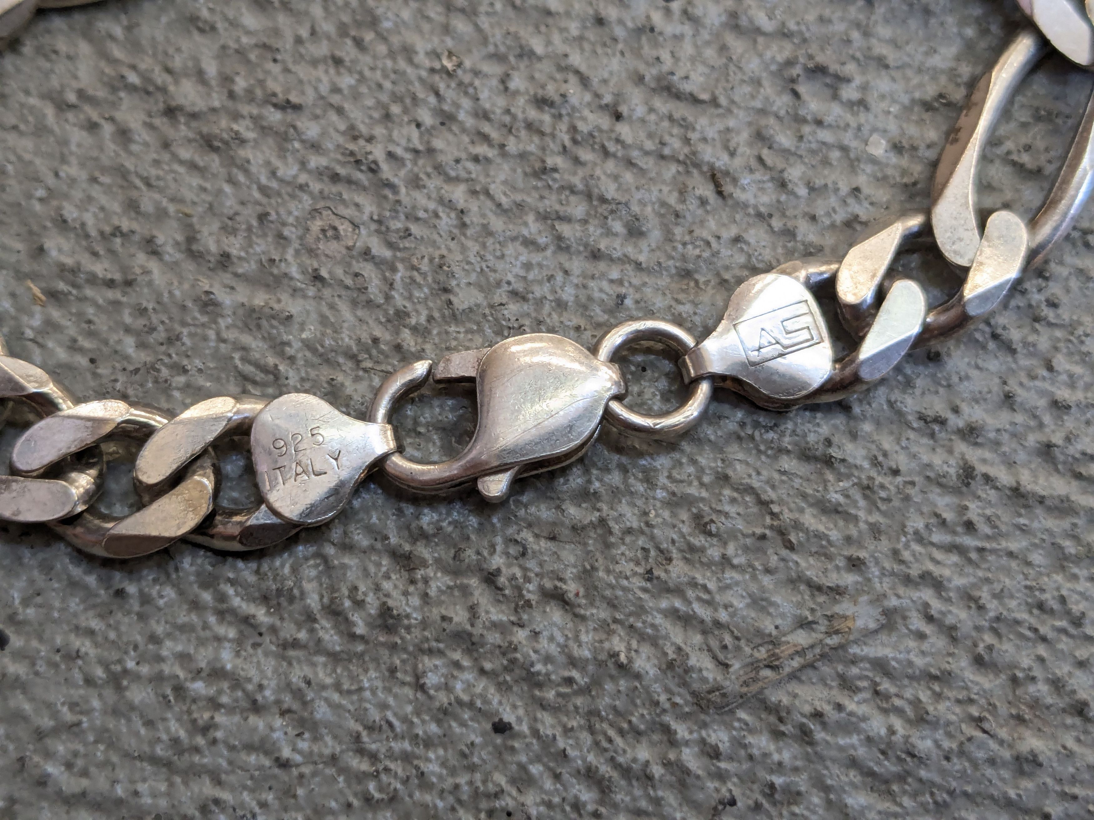 Other Sterling Silver Bracelet 8" Figaro Link Chain Biker Punk Size ONE SIZE - 4 Thumbnail