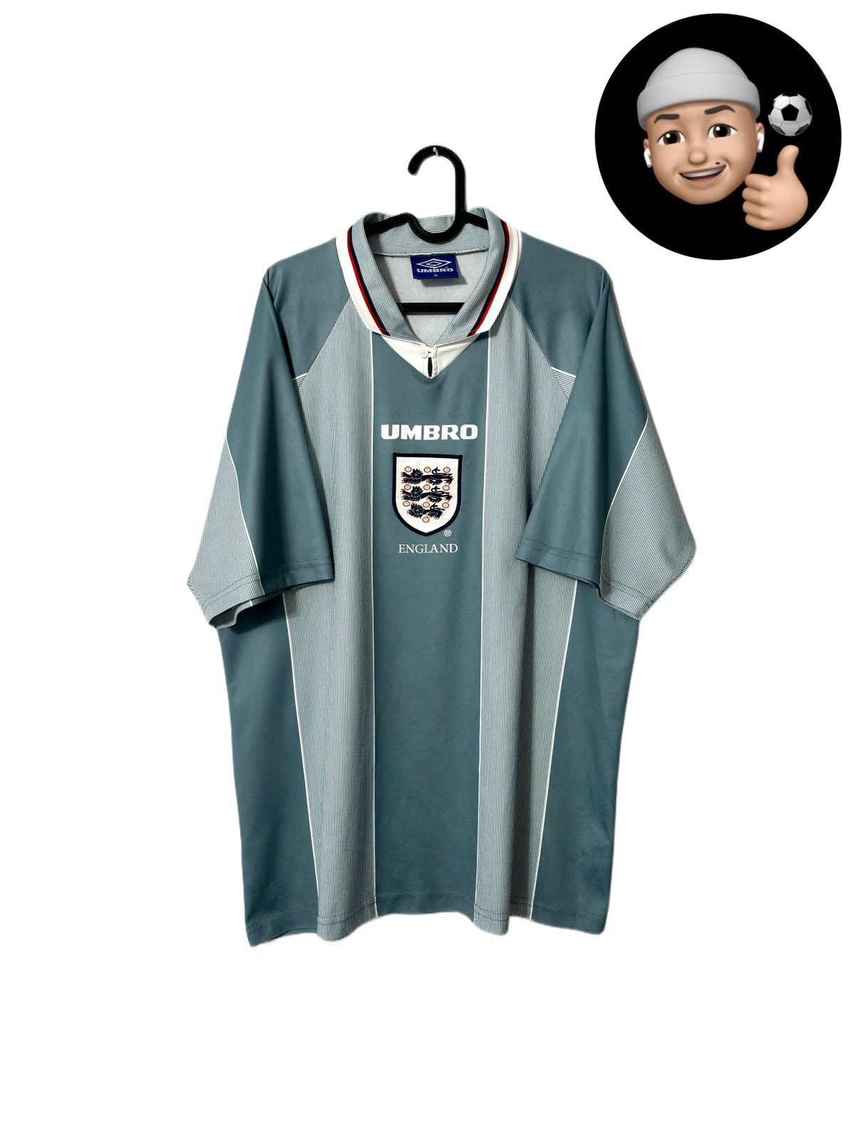 image of 1995 1996 England National Umbro Vintage Away Soccer Jersey in Grey, Men's (Size XL)