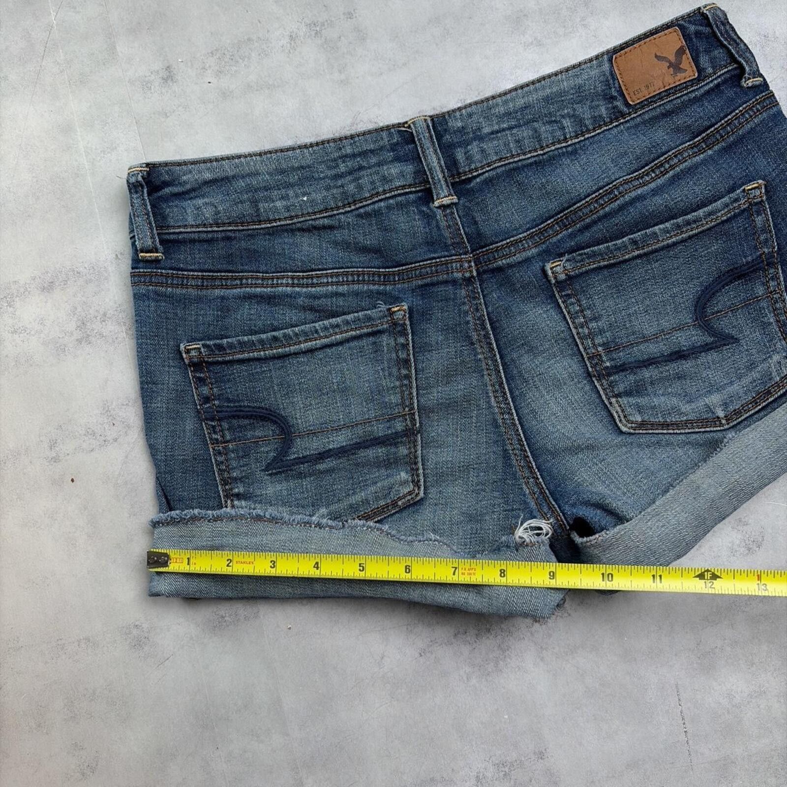 American Eagle Outfitters Y2K Blue American Eagle Grunge Skater Mini Denim Shorts Size 27" / US 4 / IT 40 - 8 Thumbnail