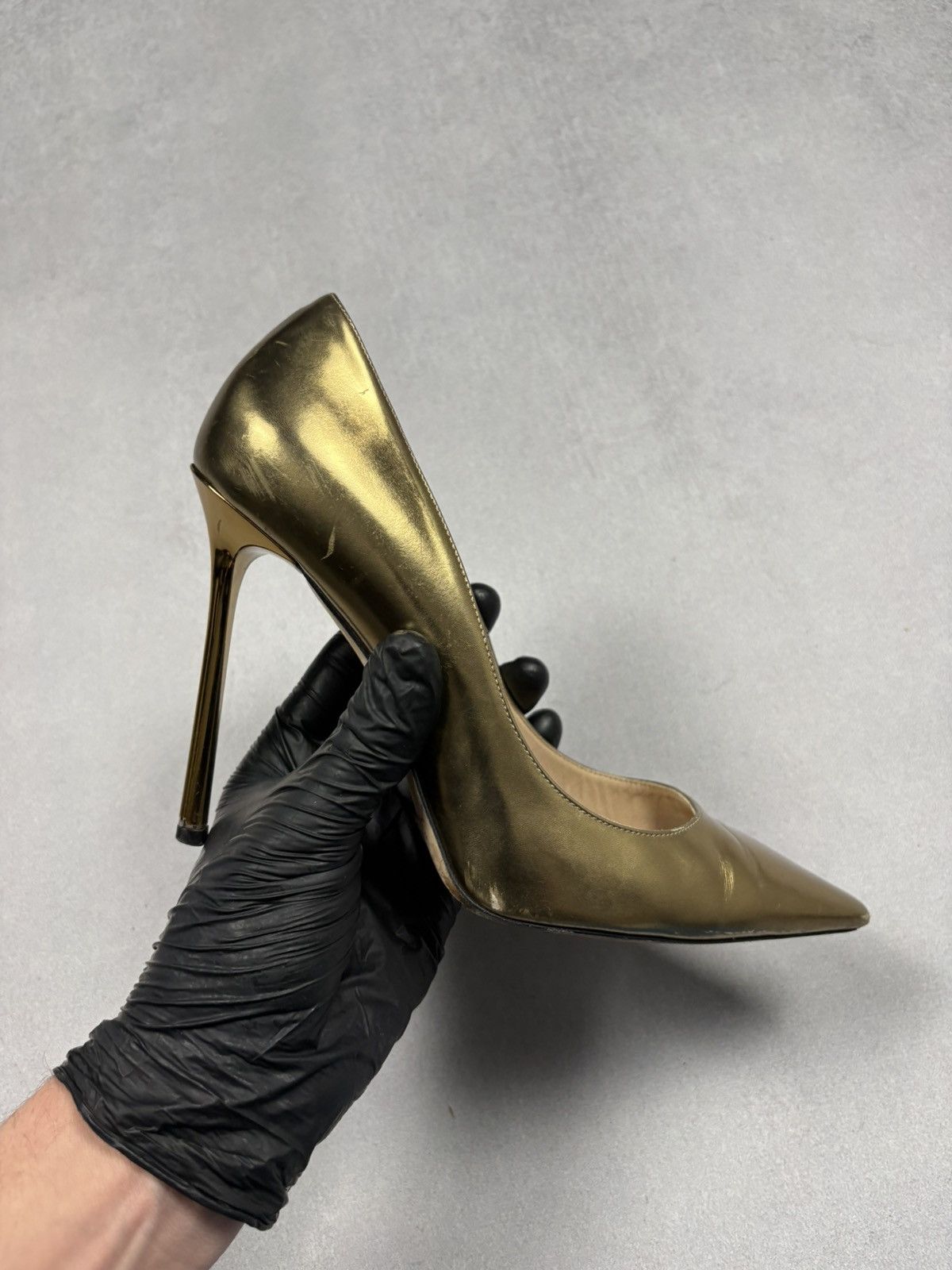 Jimmy Choo Jimmy Choo Gold Metallic Leather Pumps Rare Heels Luxury Size US 8.5 / IT 38.5 - 4 Thumbnail