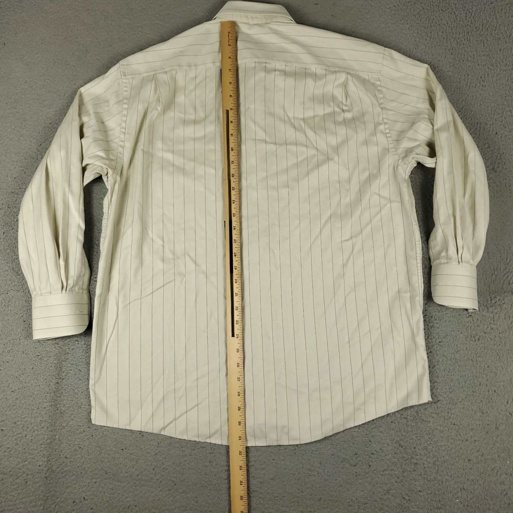 Eton Eton Shirt Mens 17 Beige Striped Dress Button Up Long Sleeve Size 17 Beige 100% Cotton Regular Mens Size 46R - 5 Thumbnail