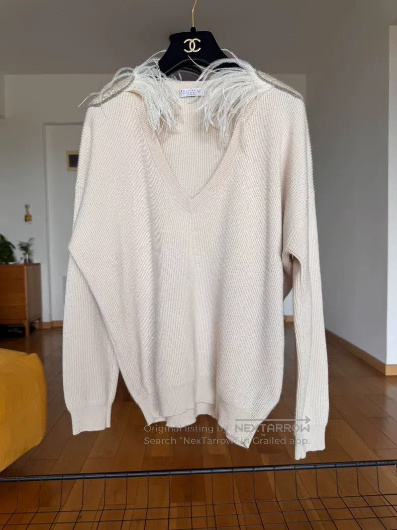 Brunello Cucinelli Brunello Cucinelli Beige Cashmere Sweater Size M / US 6-8 / IT 42-44 - 4 Thumbnail