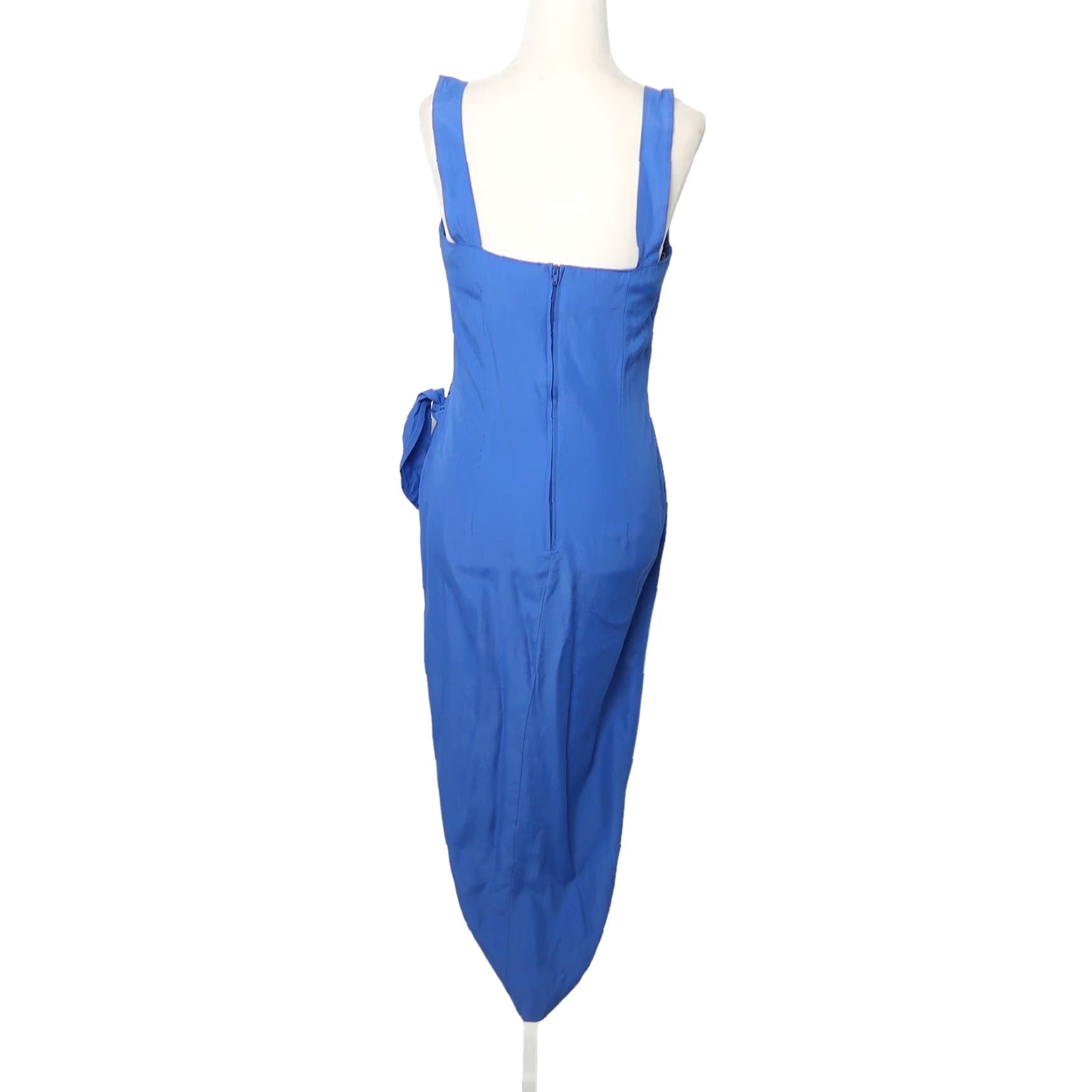 Vintage VINTAGE 80s cerulean blue wrap front midi party dress 5 Size S / US 4 / IT 40 - 4 Thumbnail